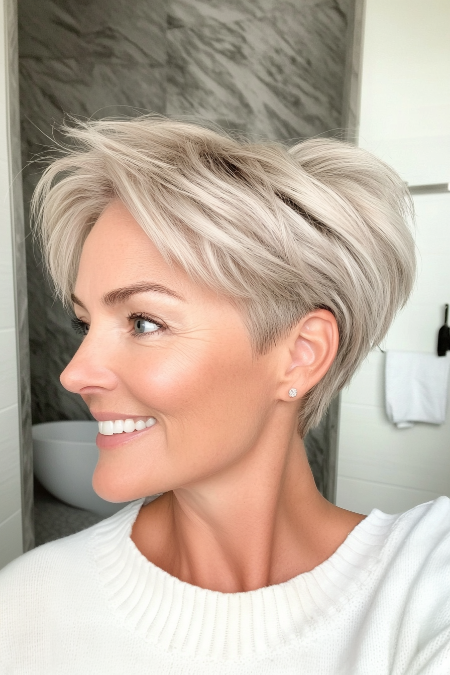 13. Wispy Pixie mit leichten aschblonden Farbtönen (Trendfrisuren für Frauen über 50) - Trendfrisuren für Frauen über 50