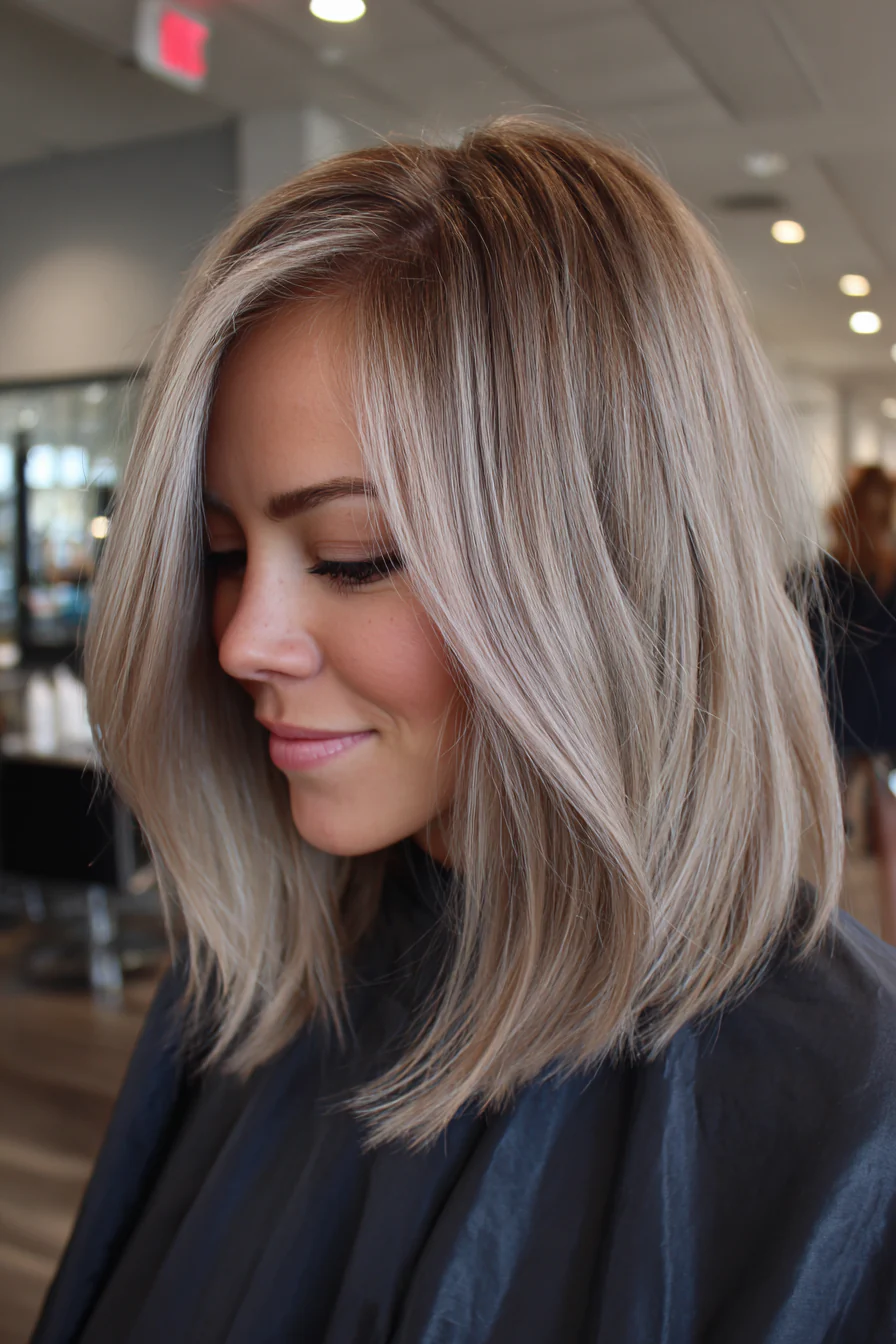 14. Ash Blonde Tapered Lob (Schulterlange Frisuren für dickes Haar) – Schulterlange Frisuren für dickes Haar