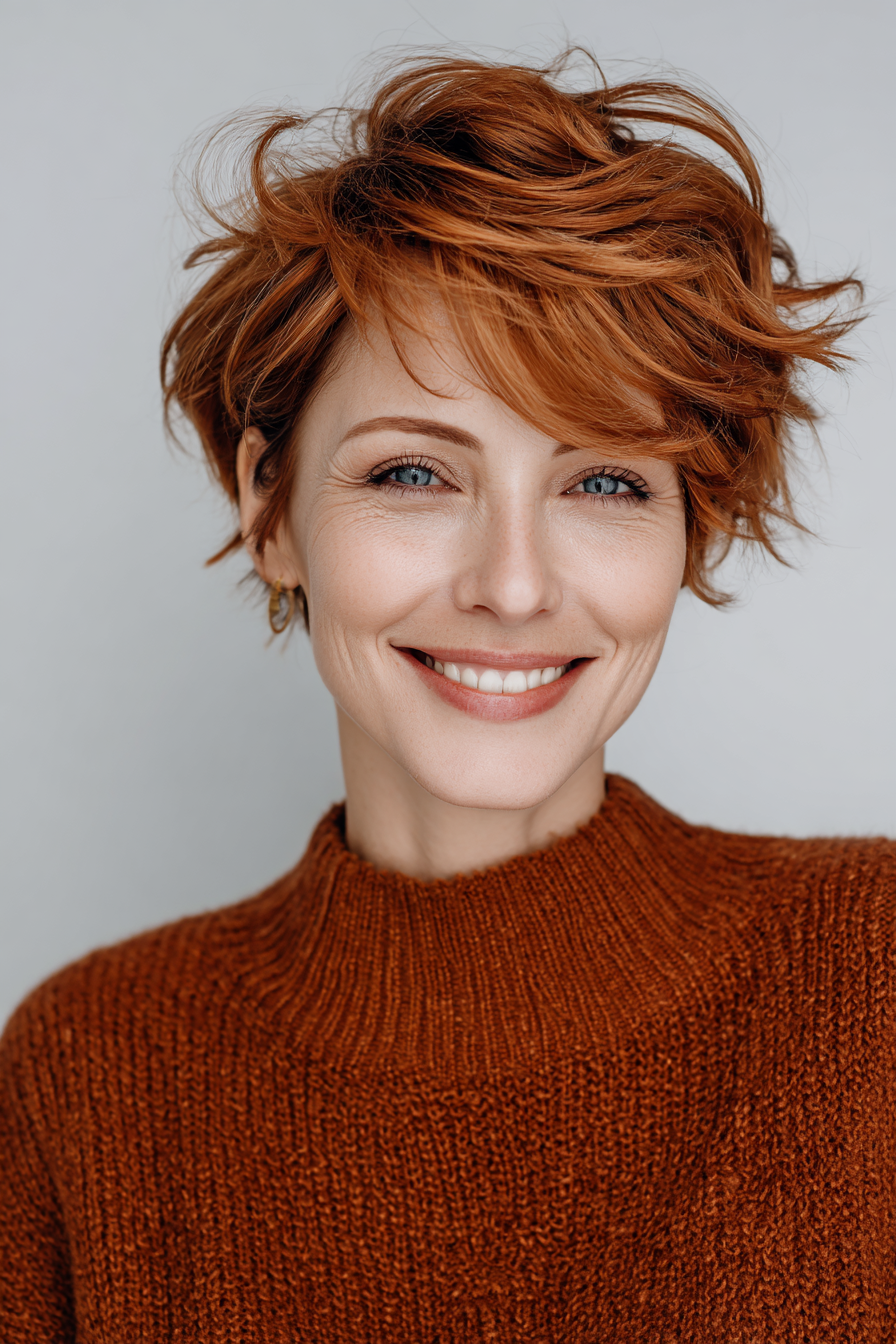 14. Auburn Tousled Mini Cut (Sehr kurze Frisuren für Frauen über 40) – Sehr kurze Frisuren für Frauen über 40