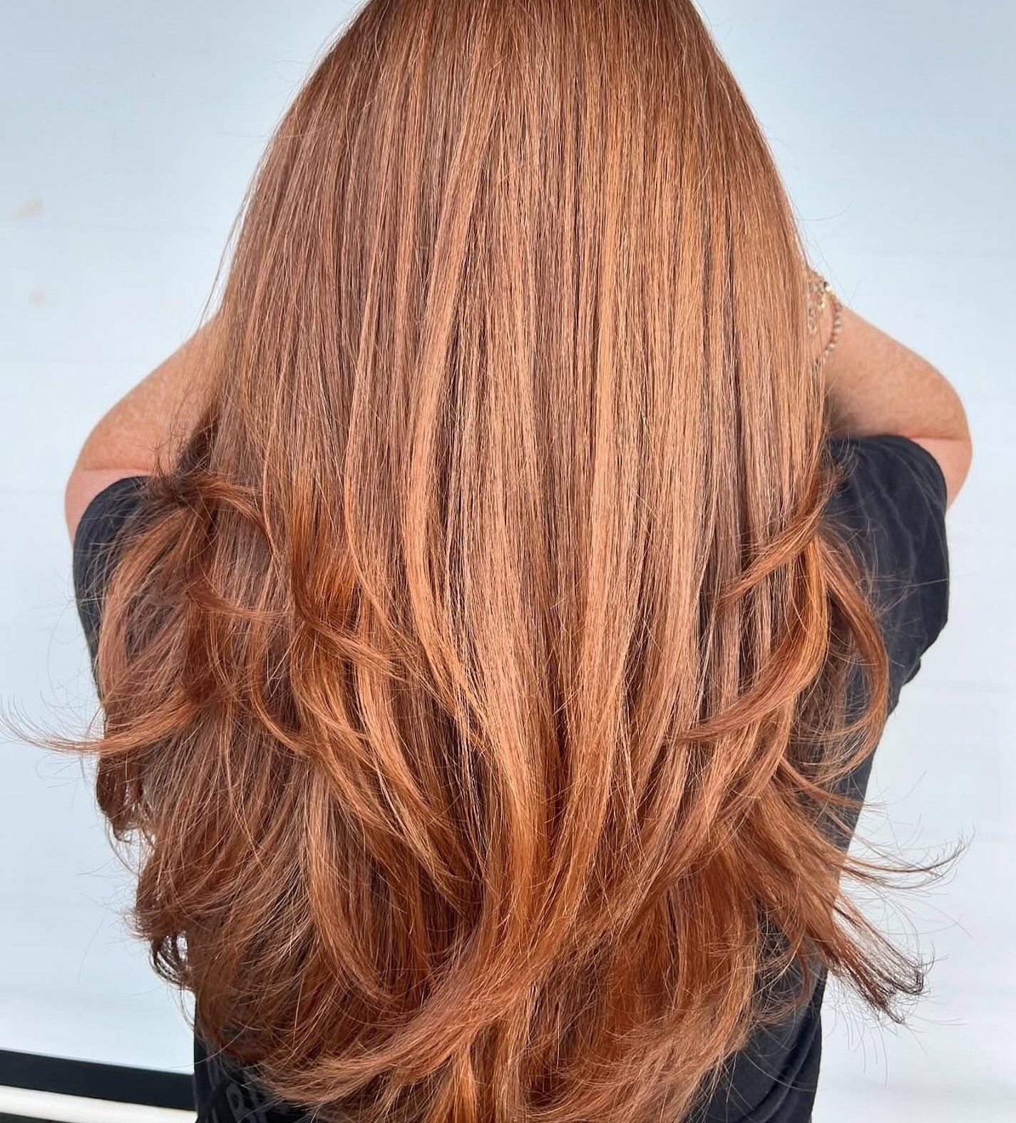 14. Mischte Kupferschichten mit gefiederten Enden (Kupferhaarfarbe)