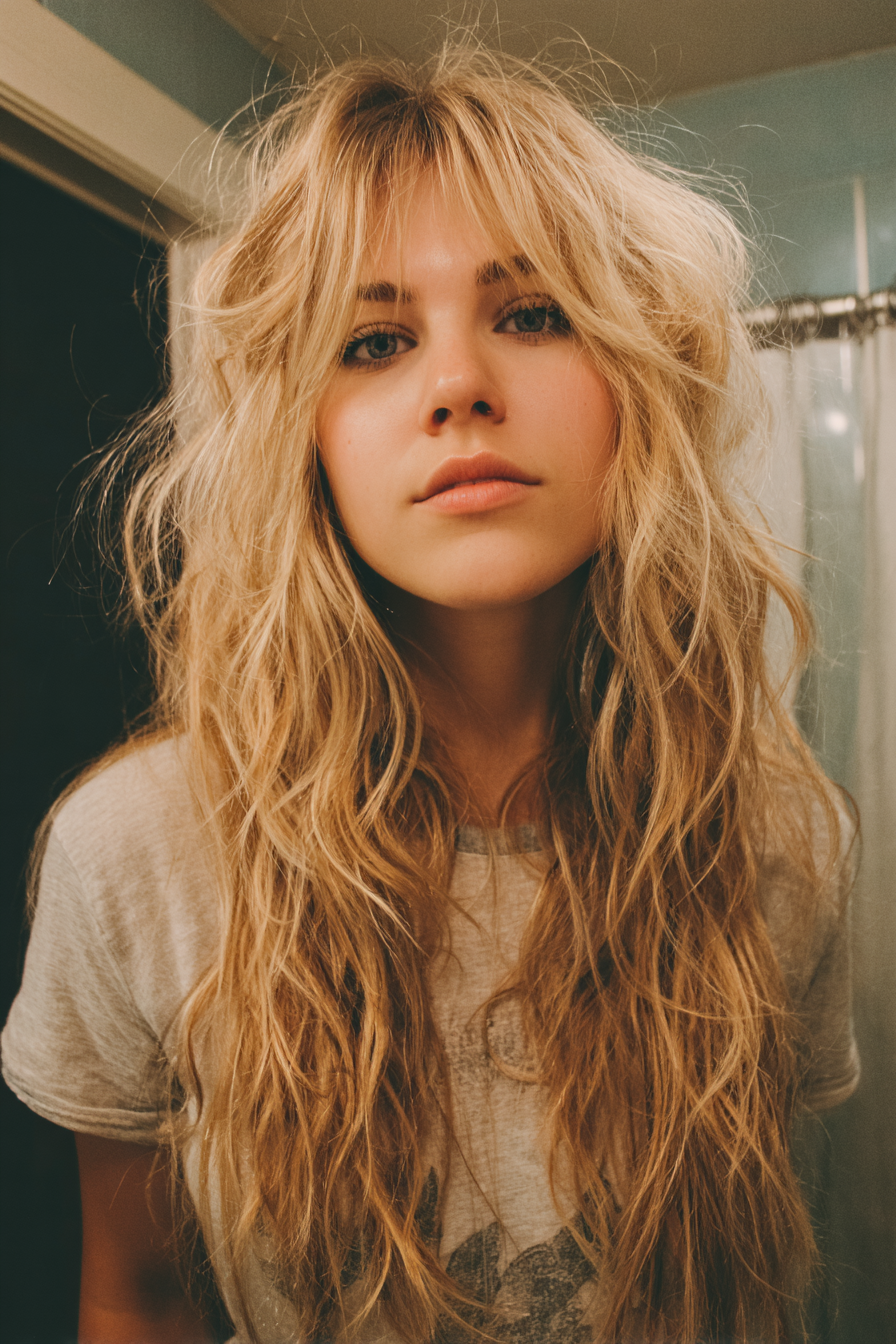 14. Champagnerblonder langer Shag (unordentliche blonde Frisuren) – unordentliche blonde Frisuren