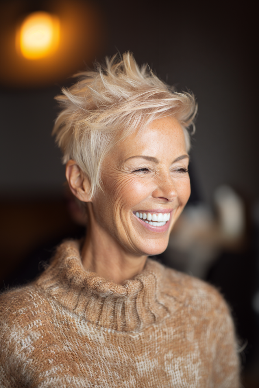 14. Champagnercreme kurze Flicks (Stachelfrisuren für Frauen über 50) - Stachelfrisuren für Frauen über 50