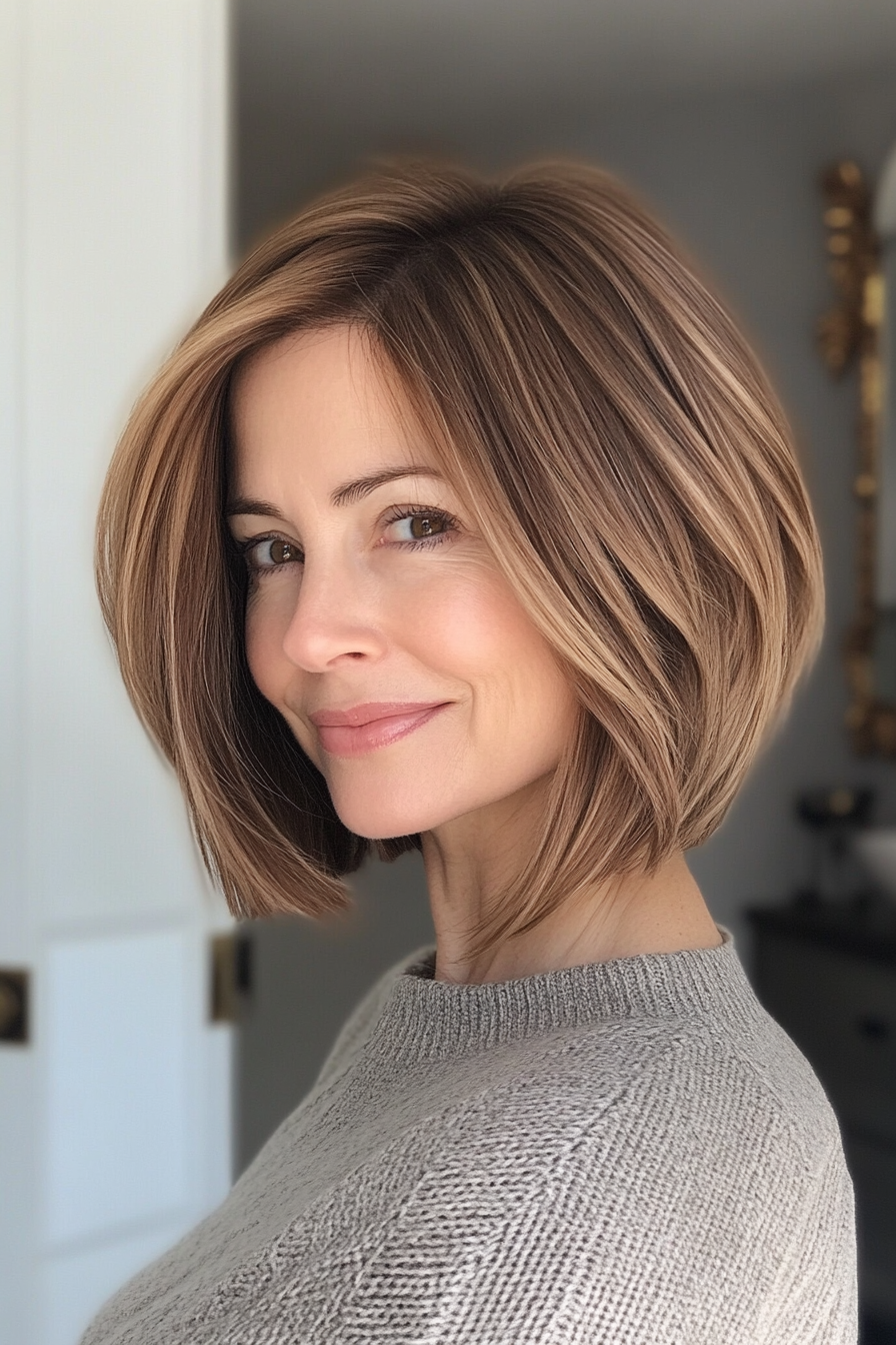 14. Eleganter Kieferlänge Bob in Natural Hell Braun (schicke kurze Frisuren für Frauen über 40) - schicke kurze Frisuren für Frauen über 40