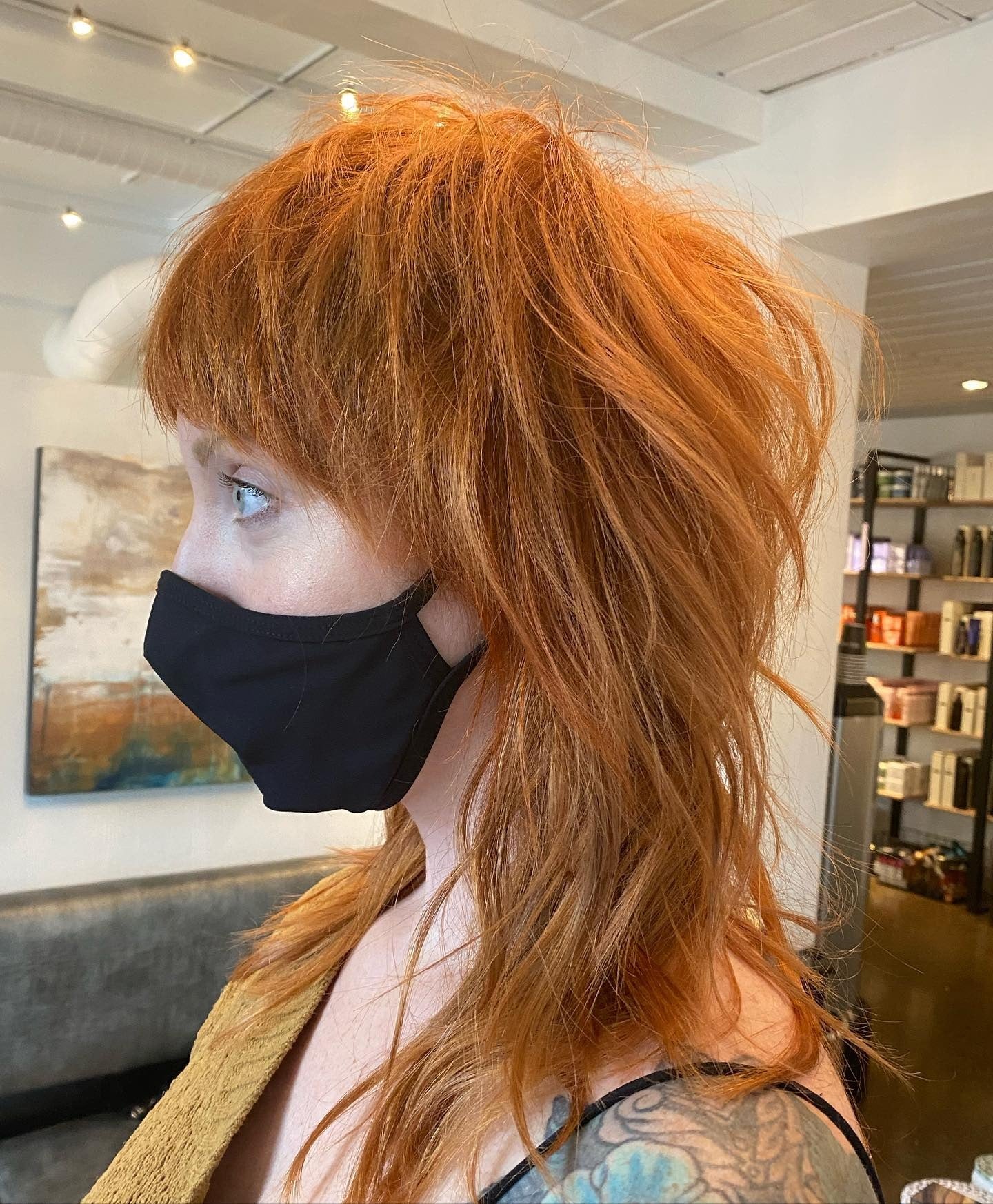 14. Feuriger kupferfarbener Shag mit gefiederter Textur (Shaggy Haircuts)