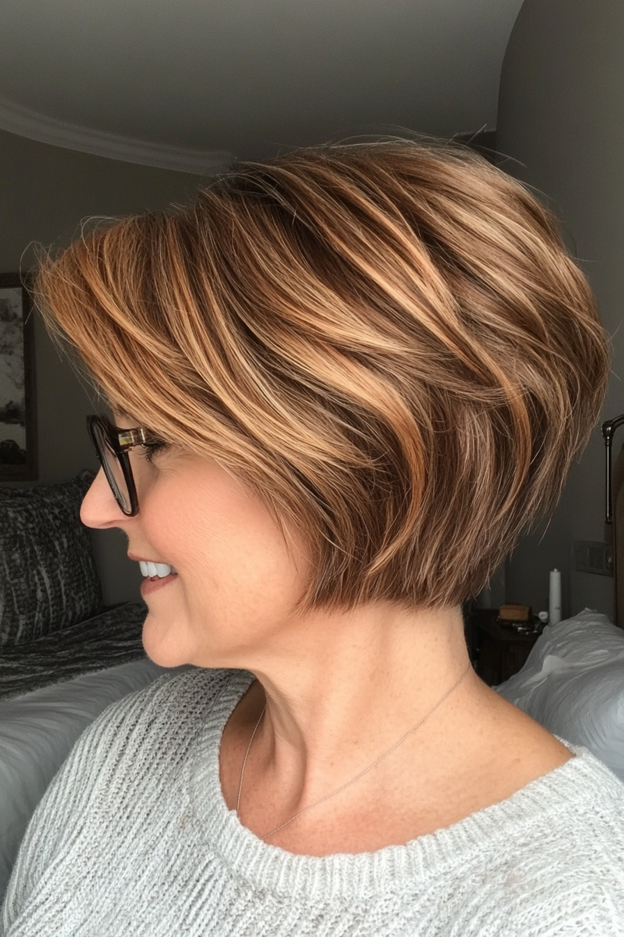 14. Golden Brown, abgehackte Ernte mit gehobener Krone (neue kurze Frisuren für Frauen über 40) - neue kurze Frisuren für Frauen über 40