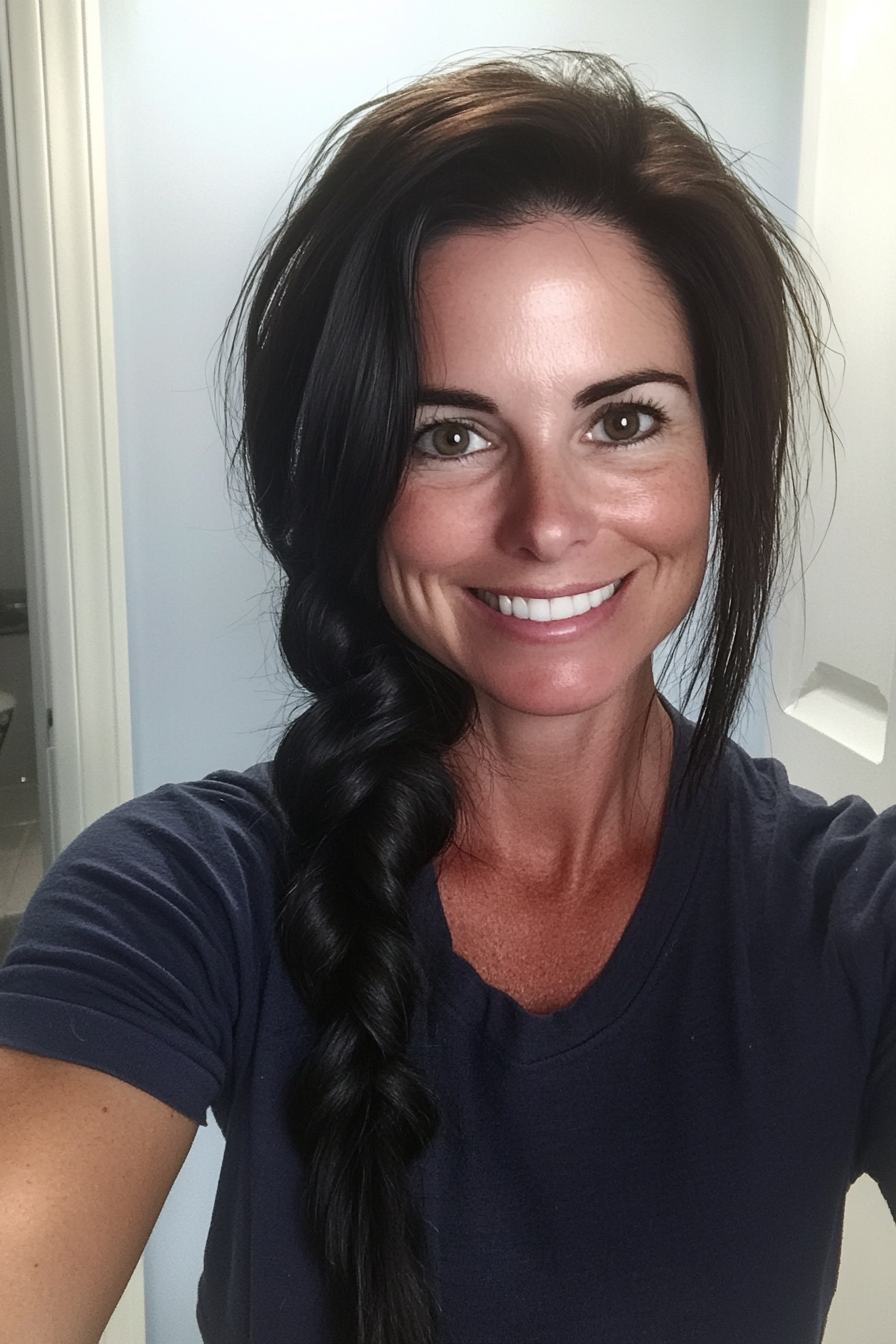 14. Knotted Pferdeschwanz in weicher Schwarz (Pferdeschwanzfrisuren Frauen über 40) - Pferdeschwanzfrisuren Frauen über 40