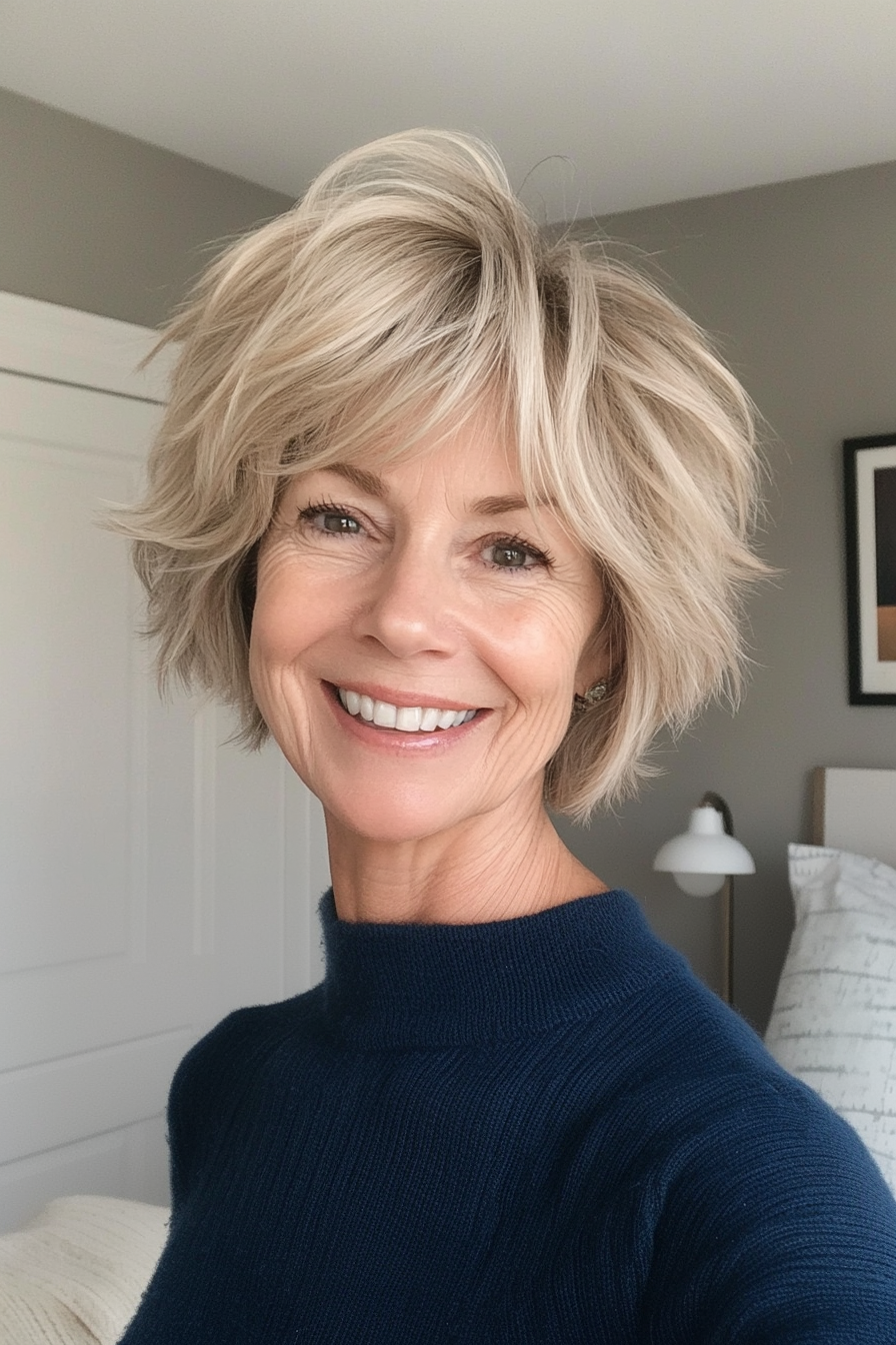 14. Langer sandiger blonde Shag mit losen Wellen (Shag -Frisuren für Frauen über 60) - Shag Frisuren für Frauen über 60