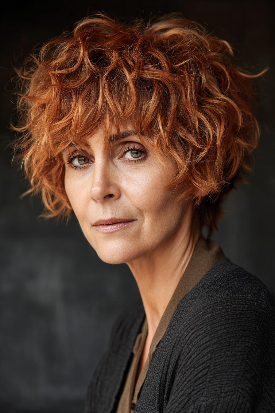 14. Muted Copper Wave Crop (Kurzhaarfrisuren für Frauen über 50 mit dickem, gewelltem Haar) – Kurze Frisuren für Frauen über 50 mit dickem, gewelltem Haar