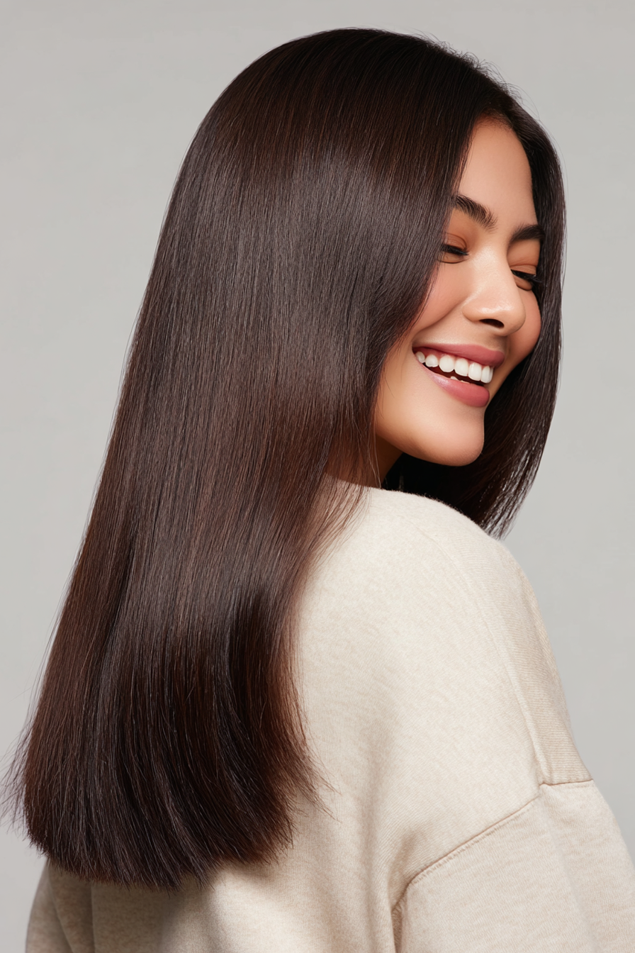 14. Poliertes dunkles Mokka gerade geschnitten (alte Geldhaarschnitte) - Alte Geldhaarschnitte