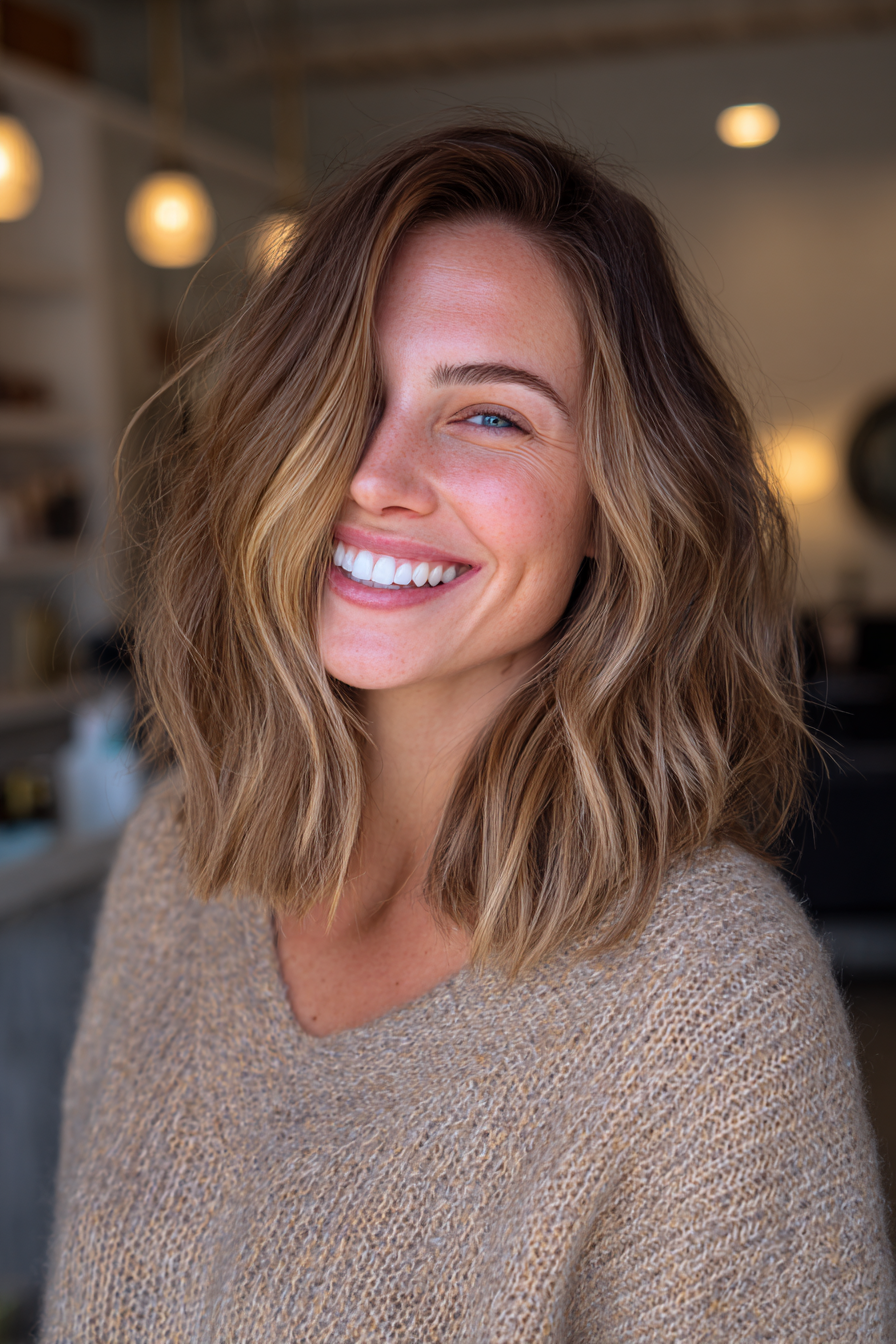 14. Rasierer geschnittene Lob mit sonnenversiutzter Blondine (Haarschnitte für Frauen) - Haarschnitte für Frauen