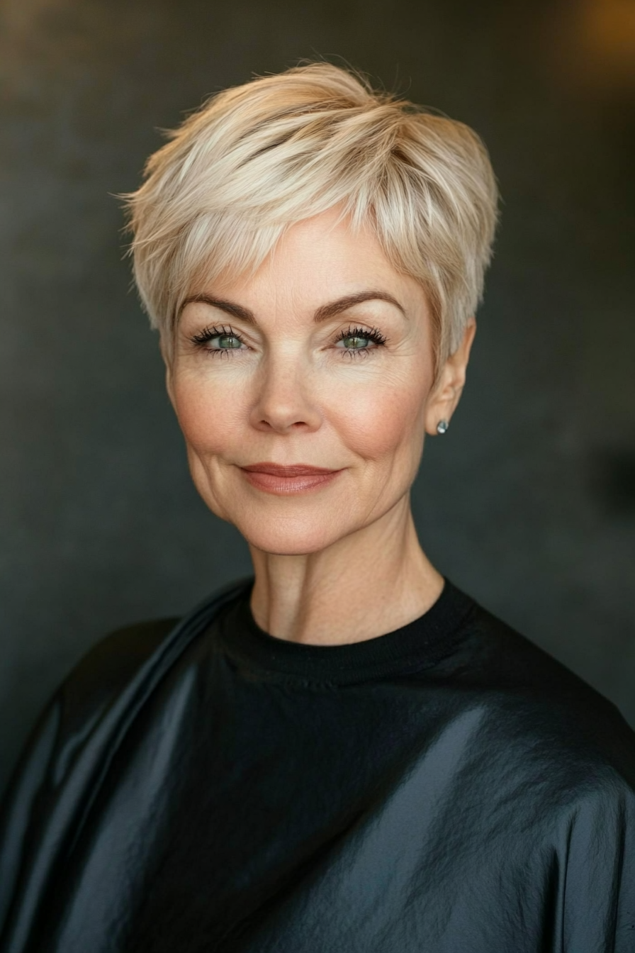 14. Sandy Blonde Cropped Pixie (Pixie -Haarschnitte für Frauen über 60 mit dünnem Haar) - Pixie -Haarschnitte für Frauen über 60 mit dünnem Haar