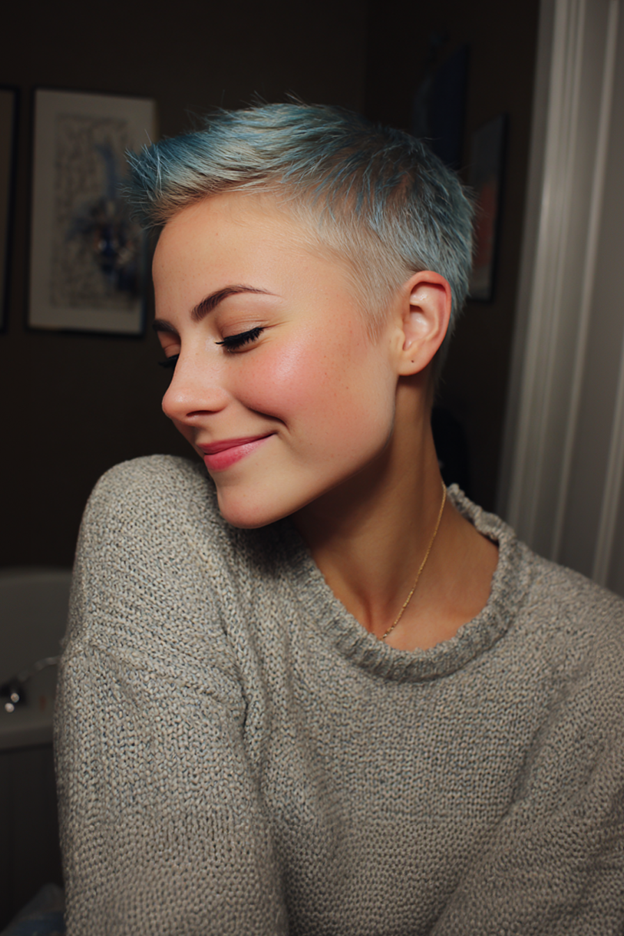 14. kurze Pixie mit gefrosteten blauen Tipps (Pixie -Frisuren) - Pixie -Frisuren