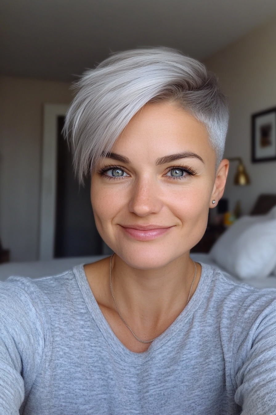 14. Silber Asche Undercut Fade (kurze Unterschneidungsfrisuren für Frauen über 50) - kurze Undercut -Frisuren für Frauen über 50