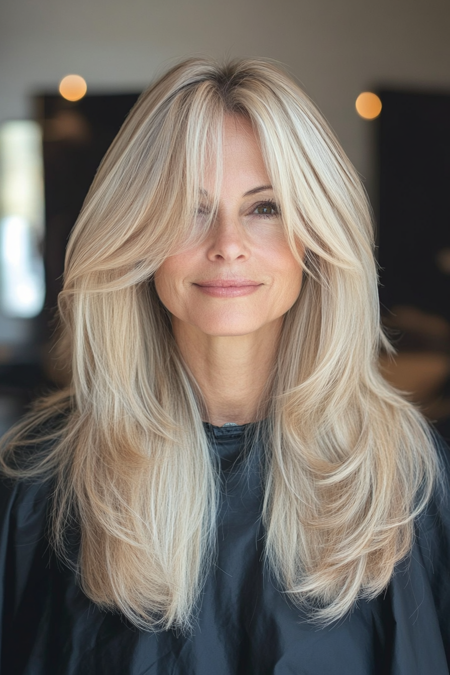 14. Weiche blonde Schichten (lang geschichtete Haarschnitte für ältere Frauen) - lang geschichtete Haarschnitte für ältere Frauen