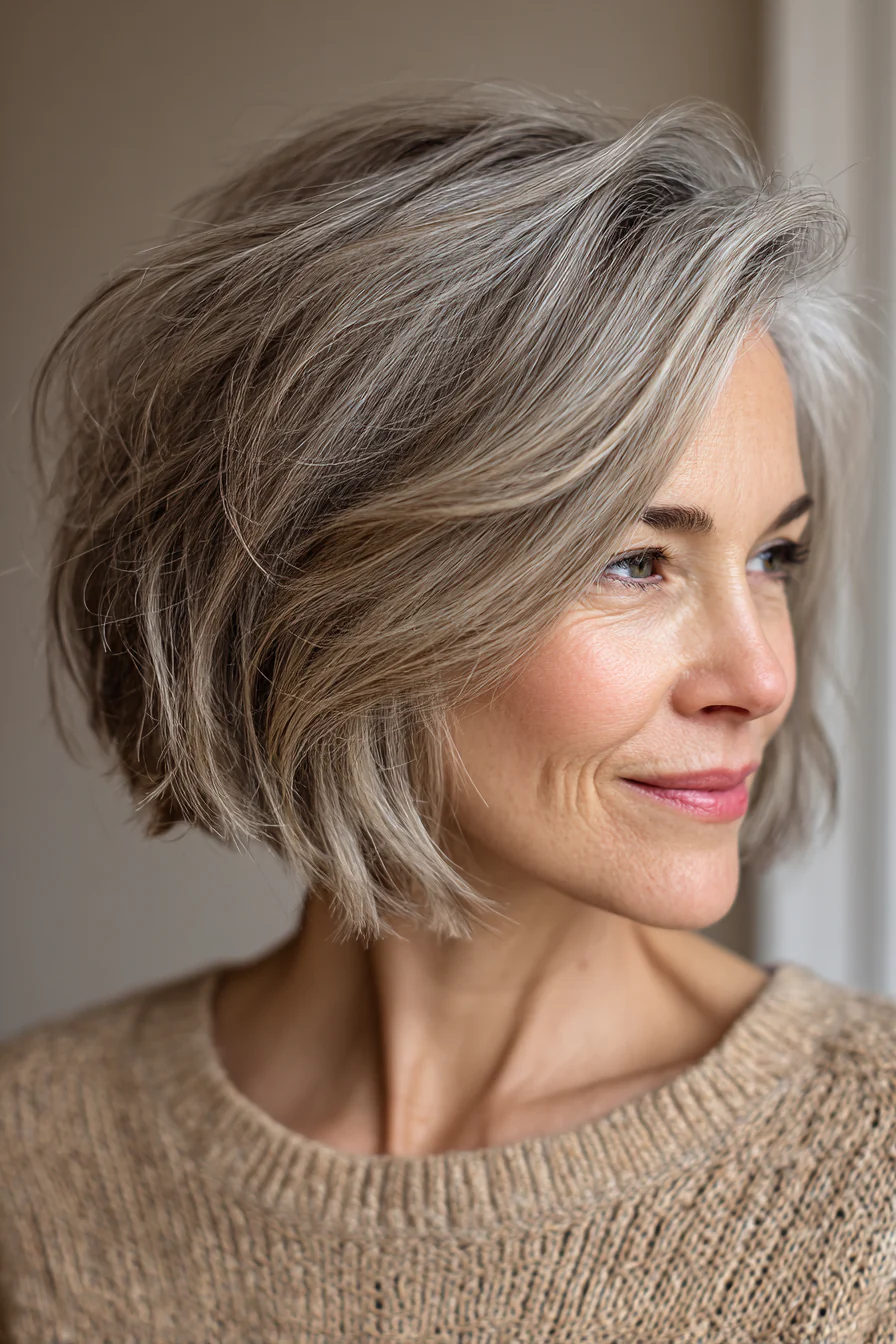 14. Weicher Bob mit handgelenklangen Stufen – Hellbraun (kurze Frisuren für ältere Frauen mit dickem Haar) – Kurze Frisuren für ältere Frauen mit dickem Haar