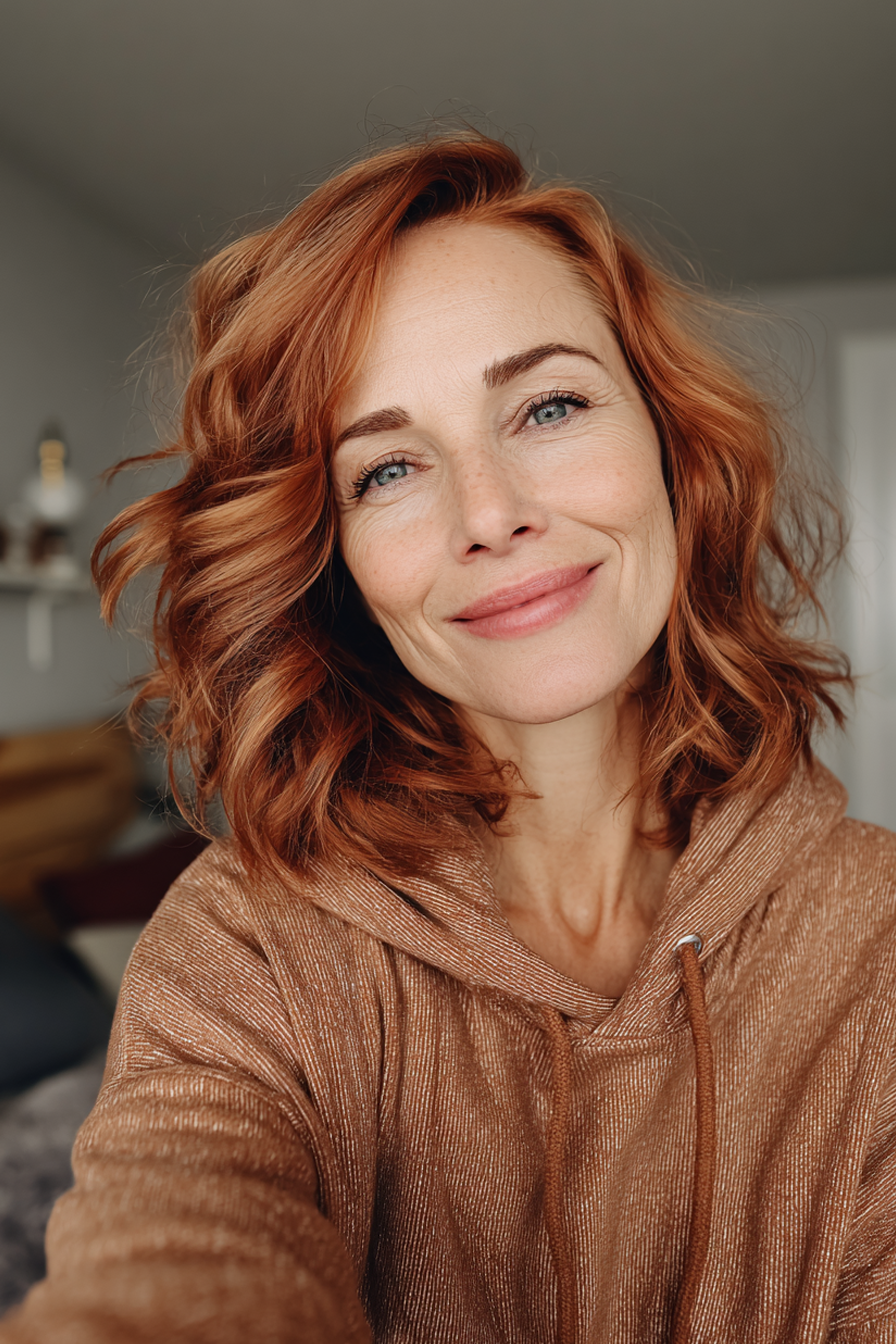 14. Soft Copper S -Curl Lob (wellige Frisuren für ältere Frauen) - Wellenfrisuren für ältere Frauen