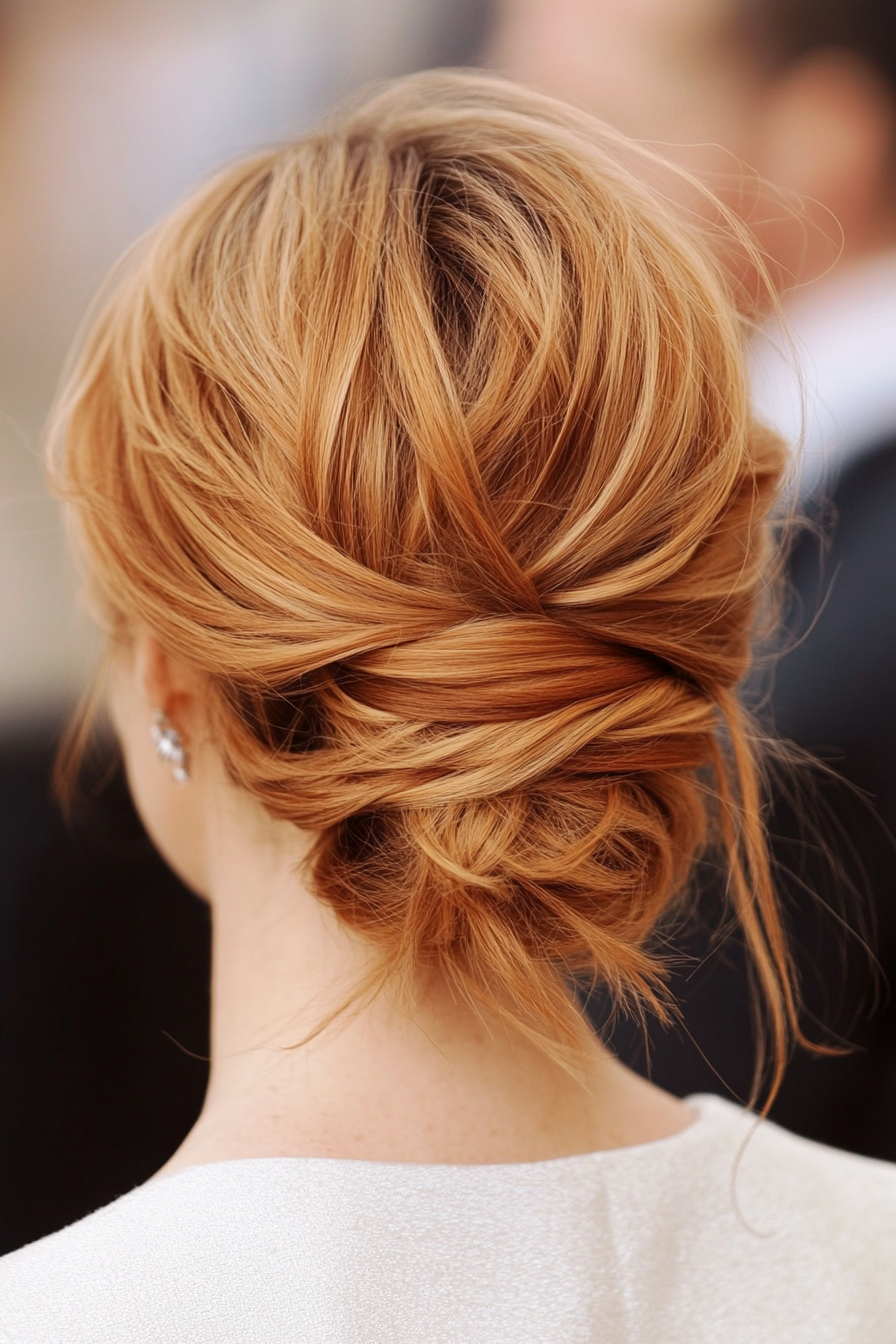 14. Weicher Knoten mit Erdbeerblonde Glühen (Hochsteckfrisur für Frauen über 50) - Hochsteckfrisuren für Frauen über 50