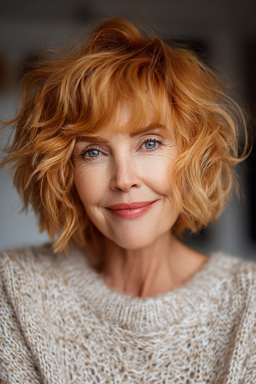 14. Erdbeerblonder zerzauster Shag (kurze Shag-Frisuren für Frauen über 60) – Kurze Shag-Frisuren für Frauen über 60