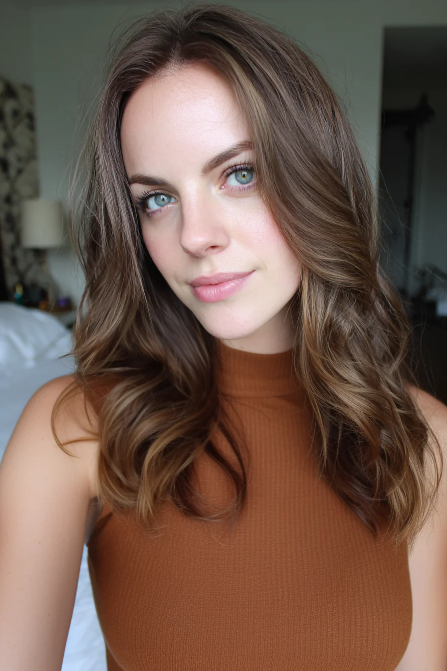14. Toffee Brown Waterfall Layers (Lange gewellte Frisuren) – Lange gewellte Frisuren