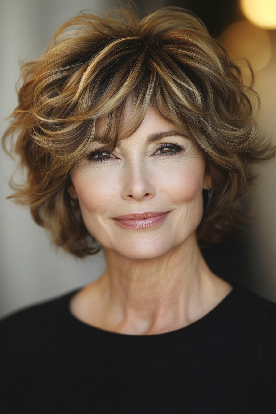 14. Tousled Ernte in goldenen Braun (kurze freche Haarschnitte für ältere Frauen) - kurze freche Haarschnitte für ältere Frauen