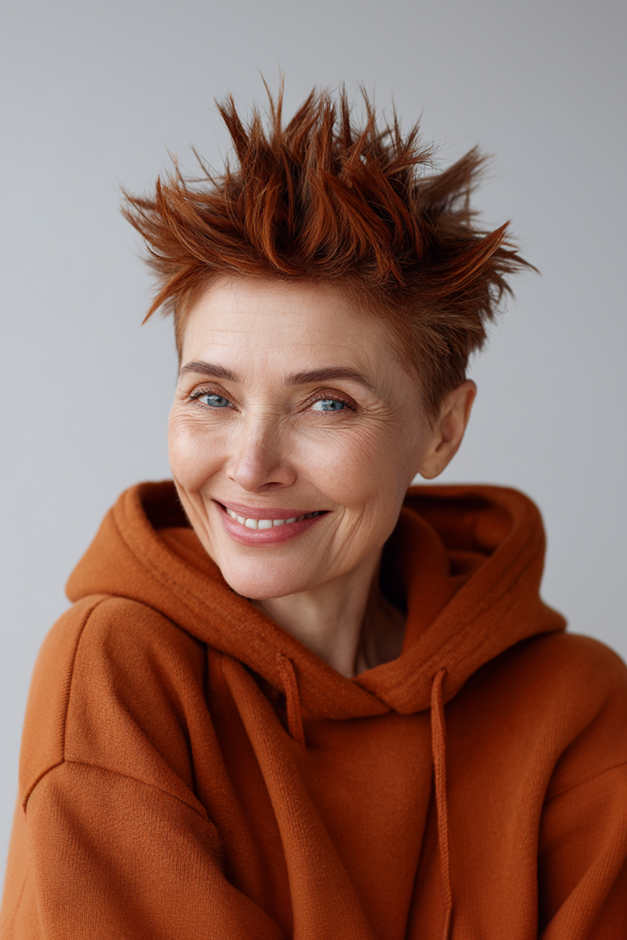 14. Voluminous Spiked Pompadour (kurze, stachelige Frisuren für Frauen über 60) - kurze, stachelige Frisuren für Frauen über 60