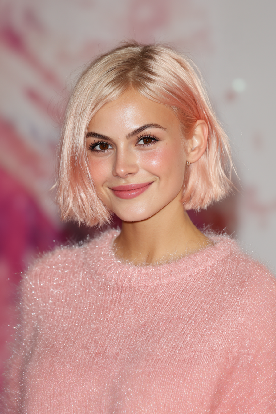 15. Stumpfe Enden mit Rosenquarz glänzen (kinnlänge texturierte Haarschnitte) - Kinnlänge strukturierte Haarschnitte