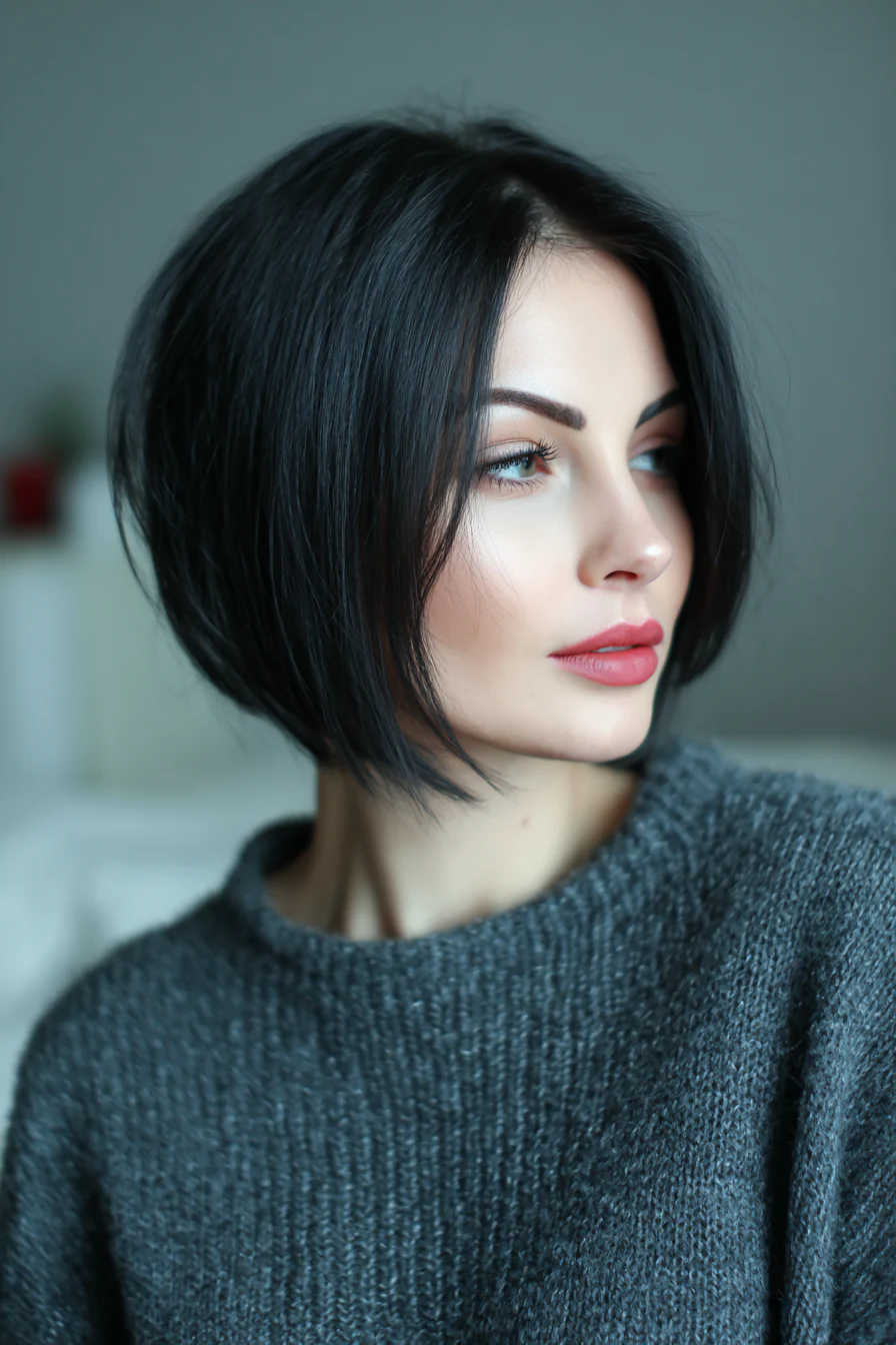 15. Kinnlanger Bob mit rauchiger schwarzer Farbe (Haarschnitte für dickes Haar) – Haarschnitte für dickes Haar