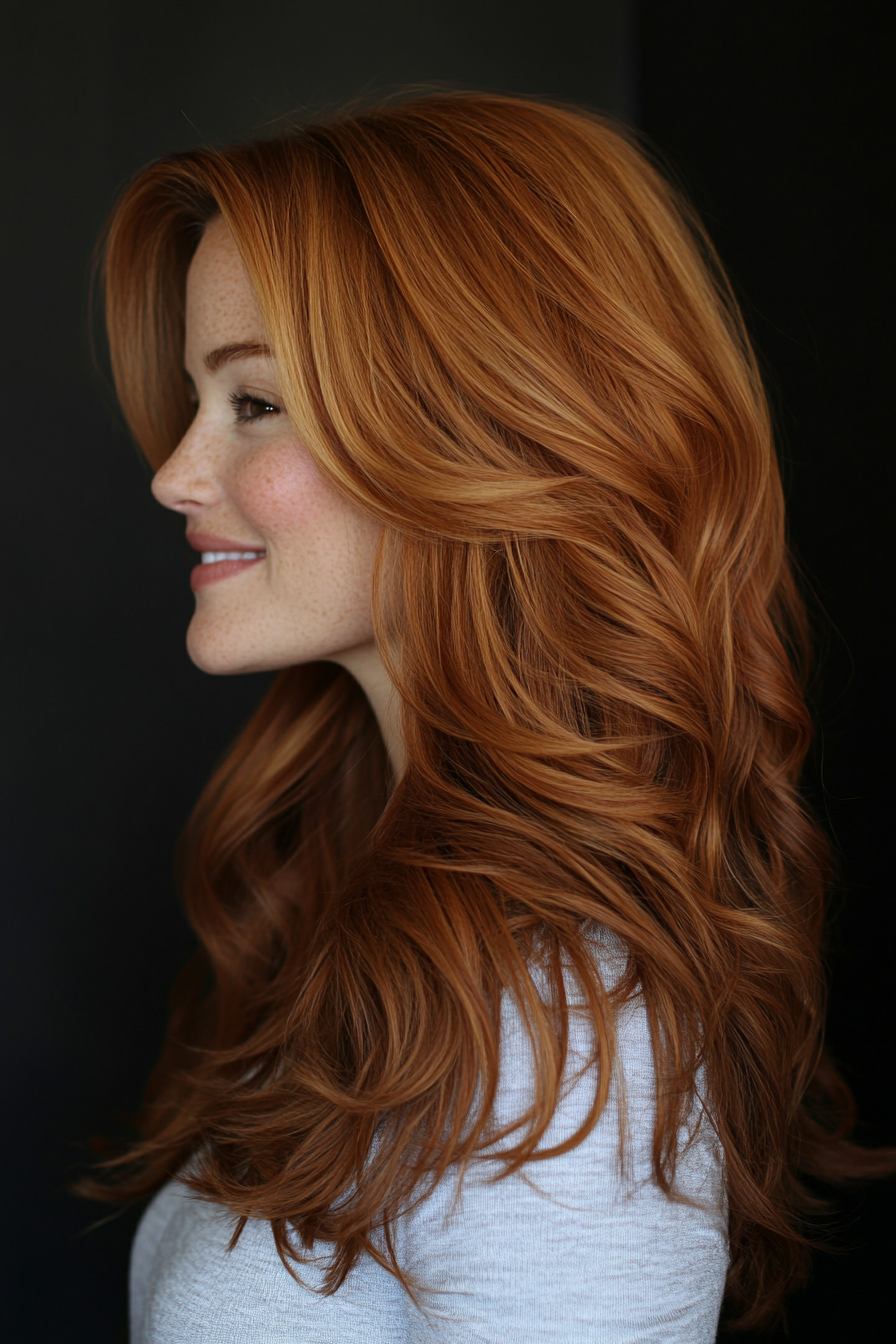 15. Zimtbraun, lange, zerzauste Schichten (Frisuren für Frauen über 40 mit langen Haaren) - Frisuren für Frauen über 40 mit langen Haaren