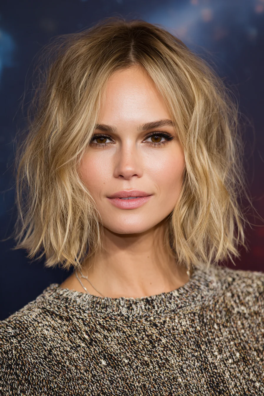 15. Dirty Blonde Piecey Lob (Mittellange Frisuren für dünnes Haar) – Mittellange Frisuren für dünnes Haar