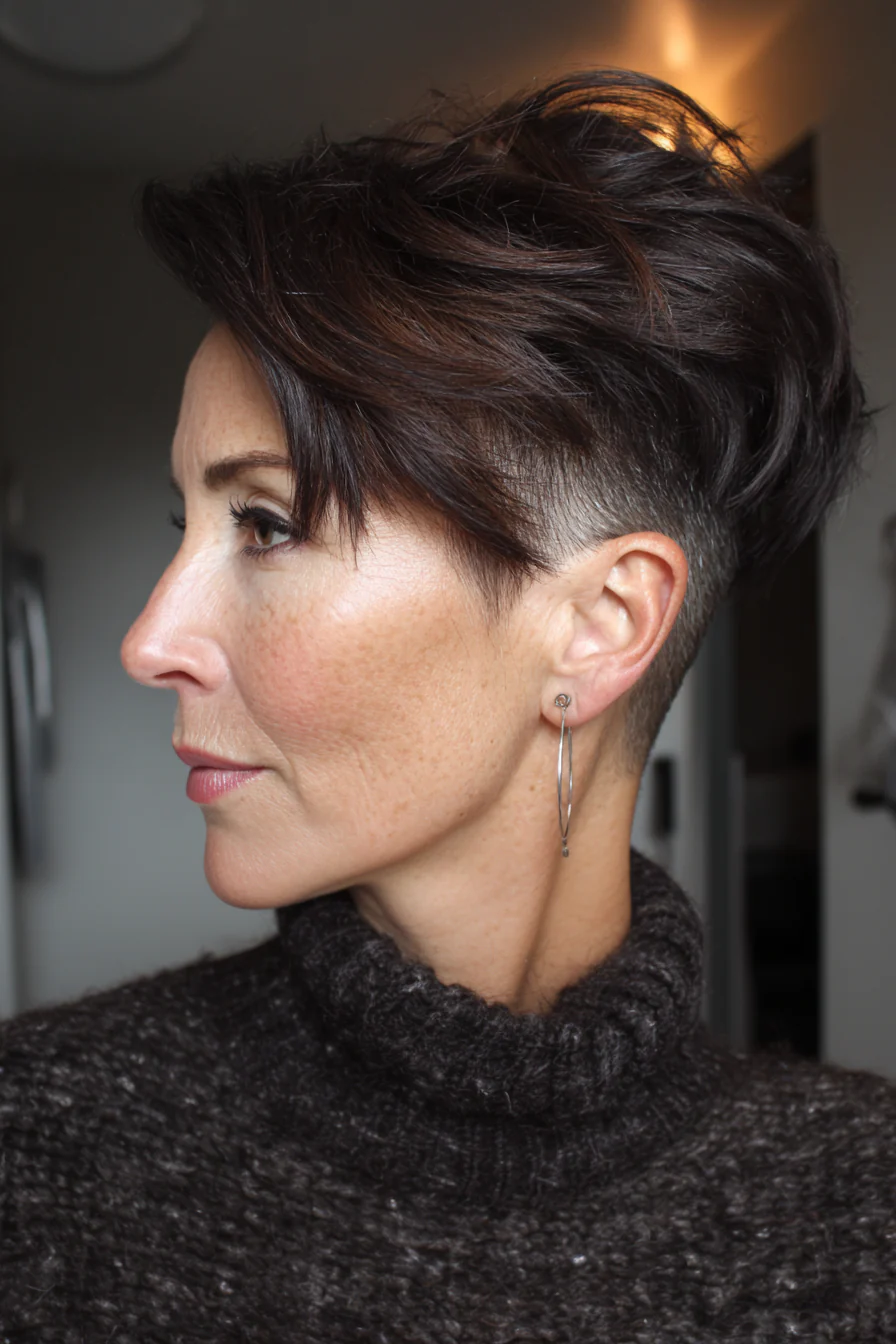 15. Disconnected Pixie – Deep Chocolate (Kurze Frisuren für ältere Frauen mit dickem Haar) – Kurze Frisuren für ältere Frauen mit dickem Haar