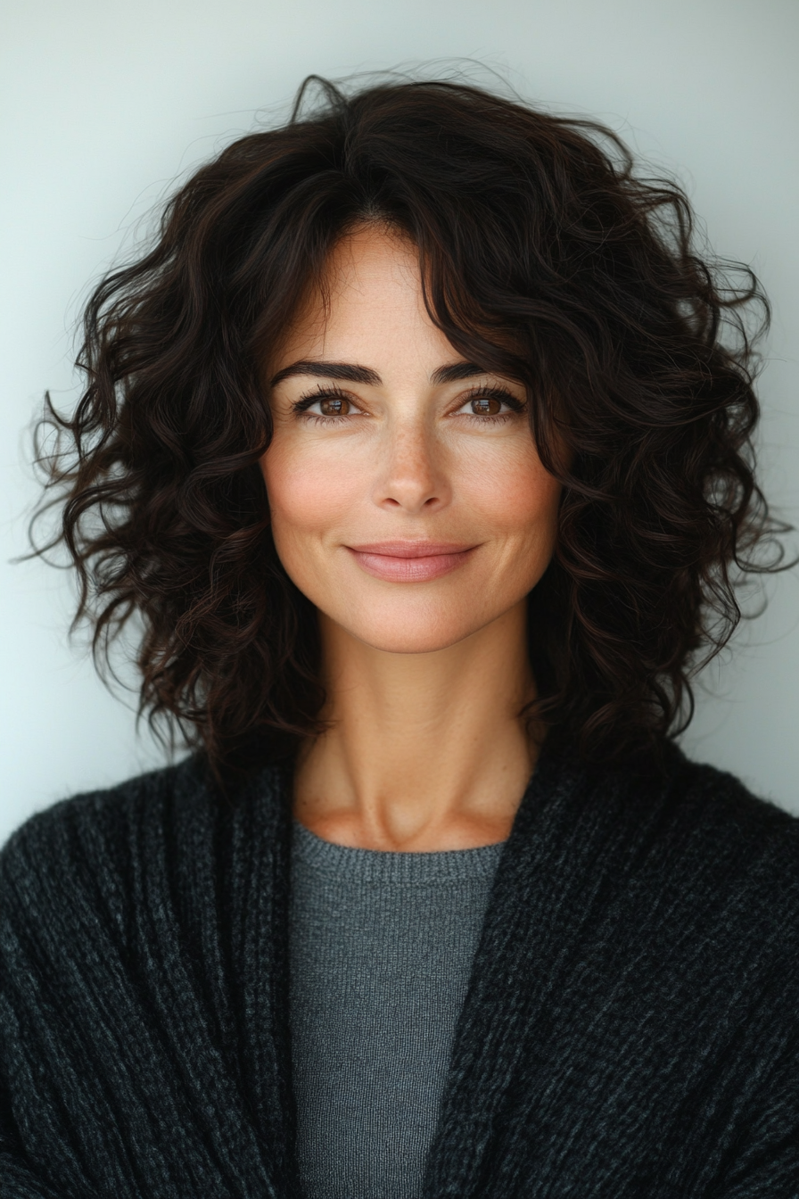 15. Espresso definierte Ringlets (lockige Frisuren für Frauen über 40) - lockige Frisuren für Frauen über 40