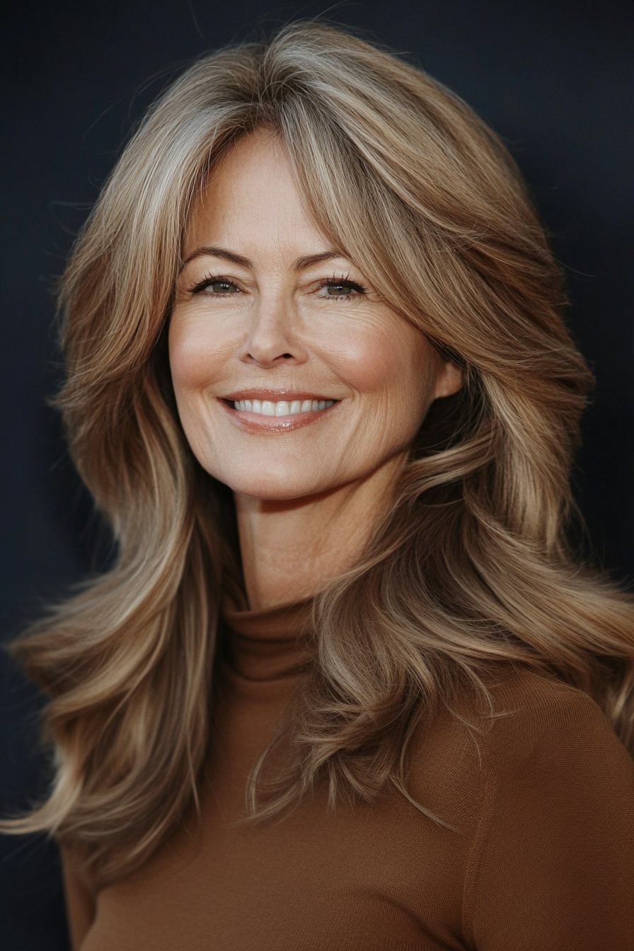 15. Hellbraun gestapelt mit subtilen Wellen (gestapelte Haarschnitte für ältere Frauen) - gestapelte Haarschnitte für ältere Frauen