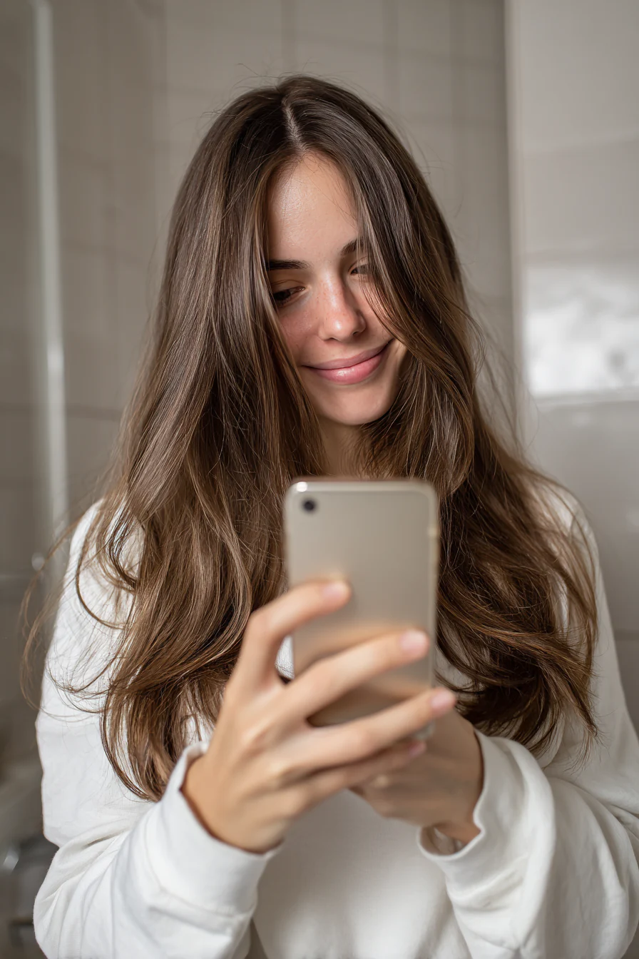 15. Neutralbrauner, abgerundeter Stufenschnitt (Haarschnitte für langes Haar) – Haarschnitte für langes Haar