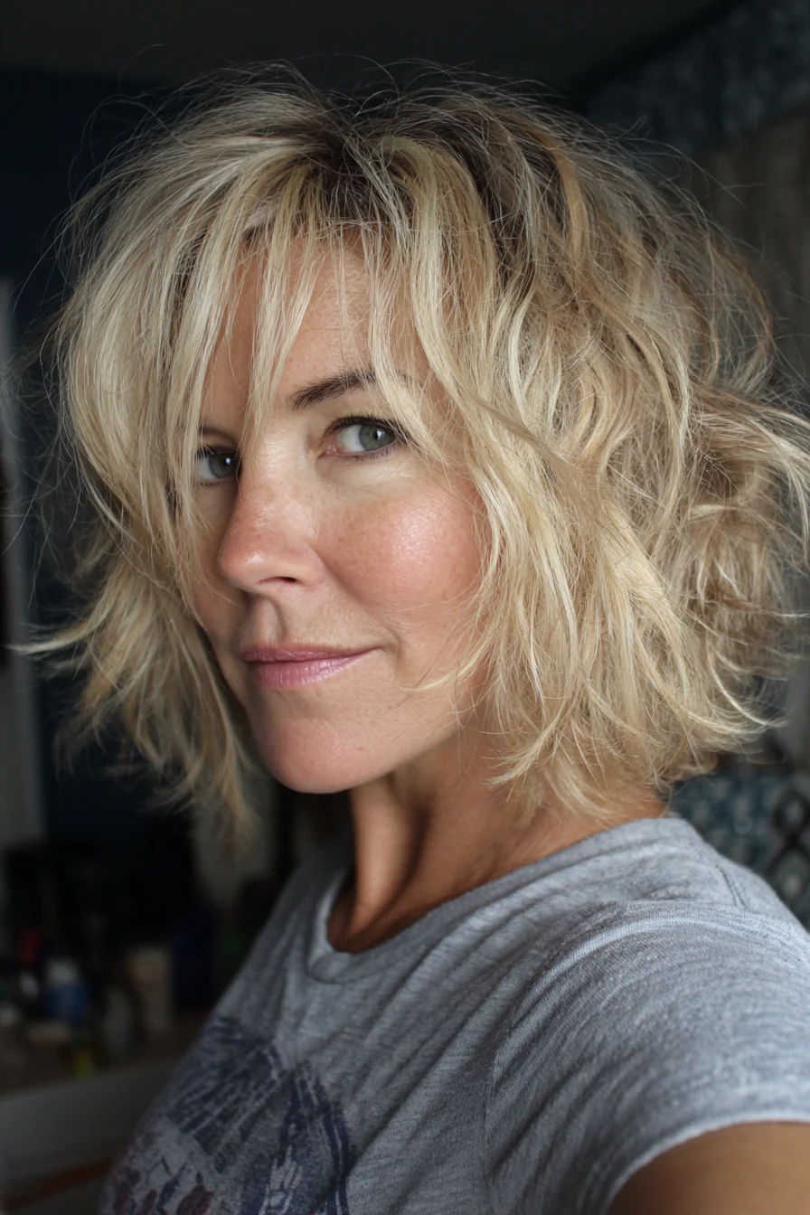 15. Sandblonder Shaggy Bob mit weichen Stufen (Trendfrisuren für Frauen über 60) – Trendfrisuren für Frauen über 60