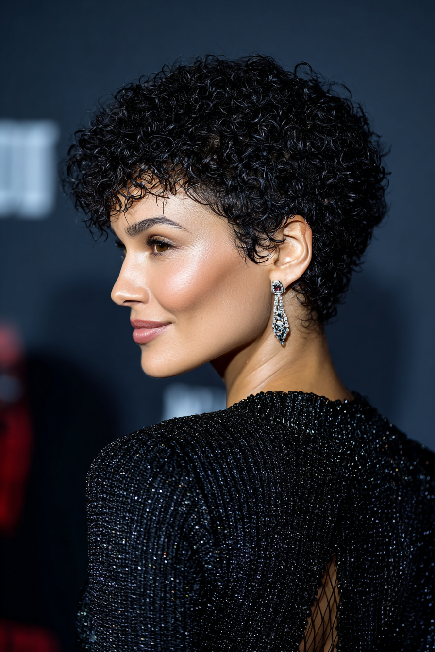 15. Skulptierte Jetschwarz -Spiralernte (kurze lockige Haarschnitte für Frauen) - kurze lockige Haarschnitte für Frauen