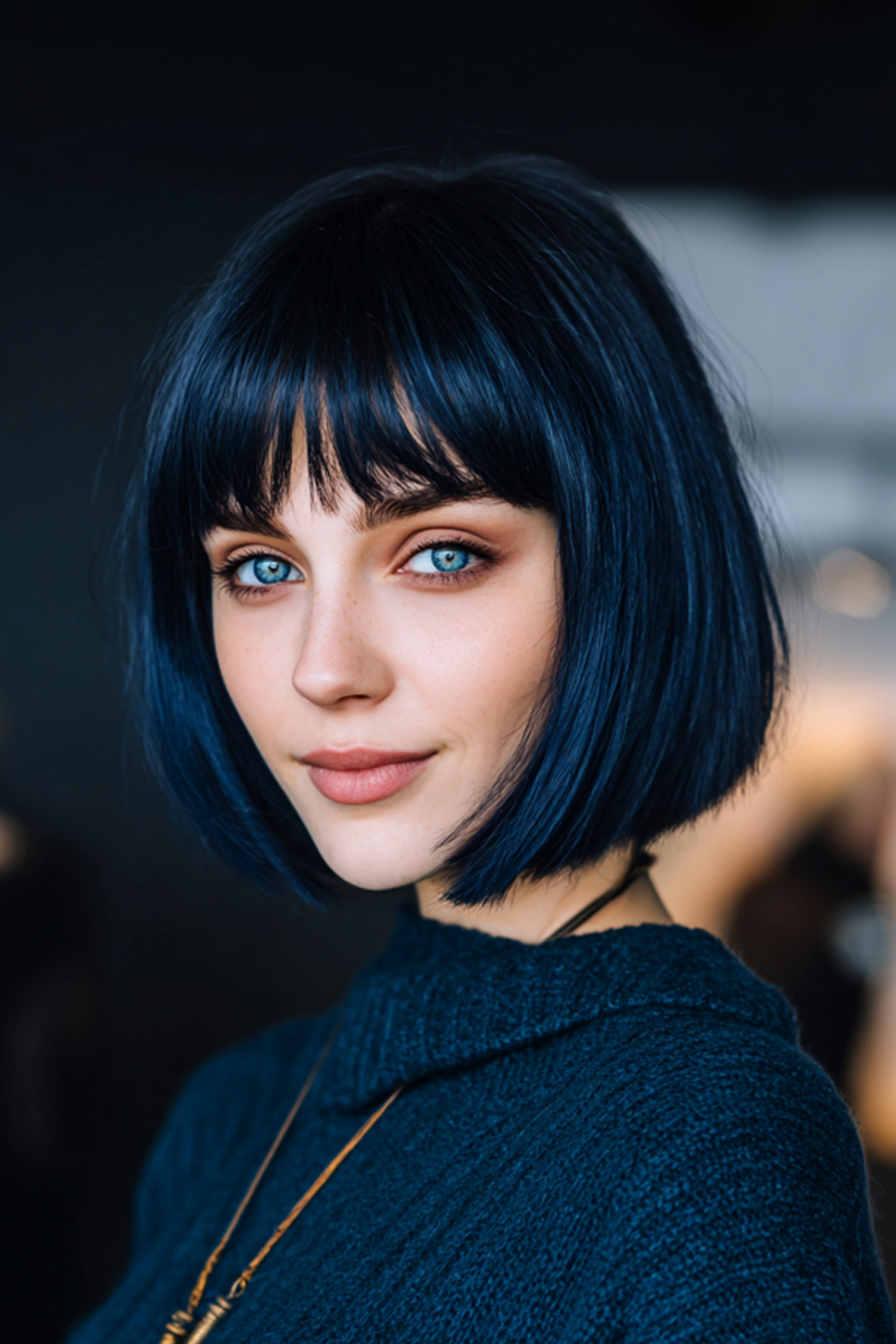 15. scharfer Mitternachtsblau Bob (kurze Bob -Haarschnitte) - kurze Bob -Haarschnitte