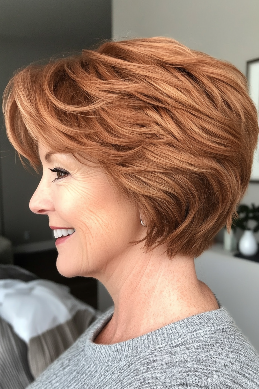 15. Kurzer Zimt -Stapel (kurze Haarschnitte für Frauen über 50) - kurze Haarschnitte für Frauen über 50
