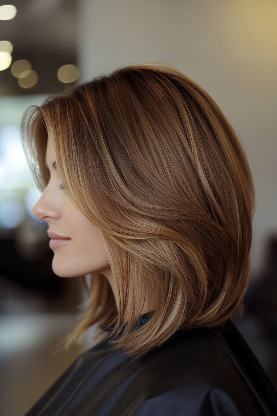 15. schulterlanger tawny geschnitten mit Unterlagen (glatte Haarhaarschnitte) - glattes Haarhaarschnitte