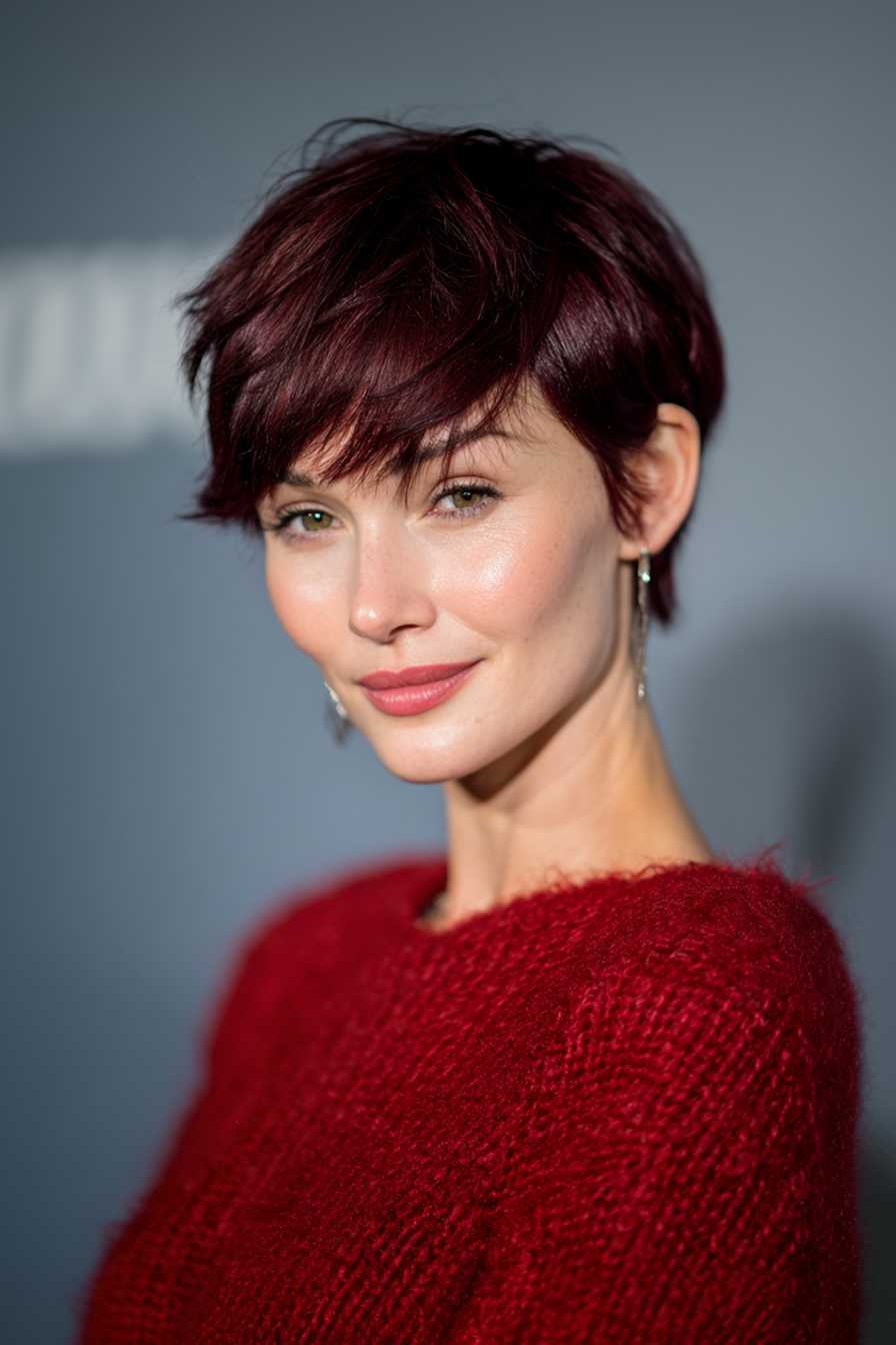15. Seitenpixie mit tiefem Burgund (Haarschnitte für Frauen) - Haarschnitte für Frauen