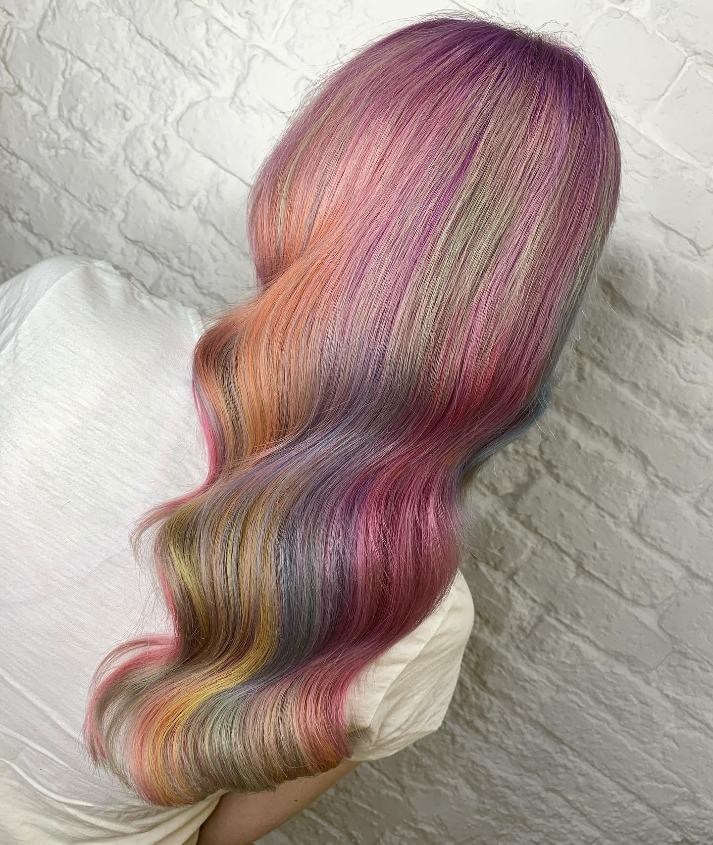 15. Sonnenuntergang inspirierte Pastellwellen (Pastellhaarfarben)