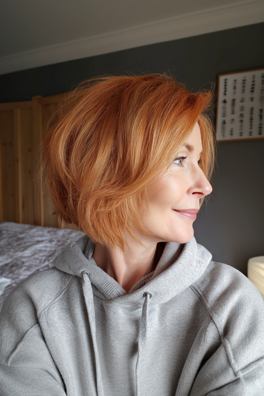 15. Voluminous Bob in warmem Auburn (geschichtete Bob -Frisuren für Frauen über 50) - geschichtete Bob -Frisuren für Frauen über 50