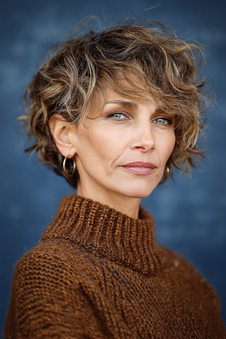 15. Wellenförmiger Schnitt mit Mokka-Lowlights (Unordentliche Frisuren für Frauen über 50) – Unordentliche Frisuren für Frauen über 50