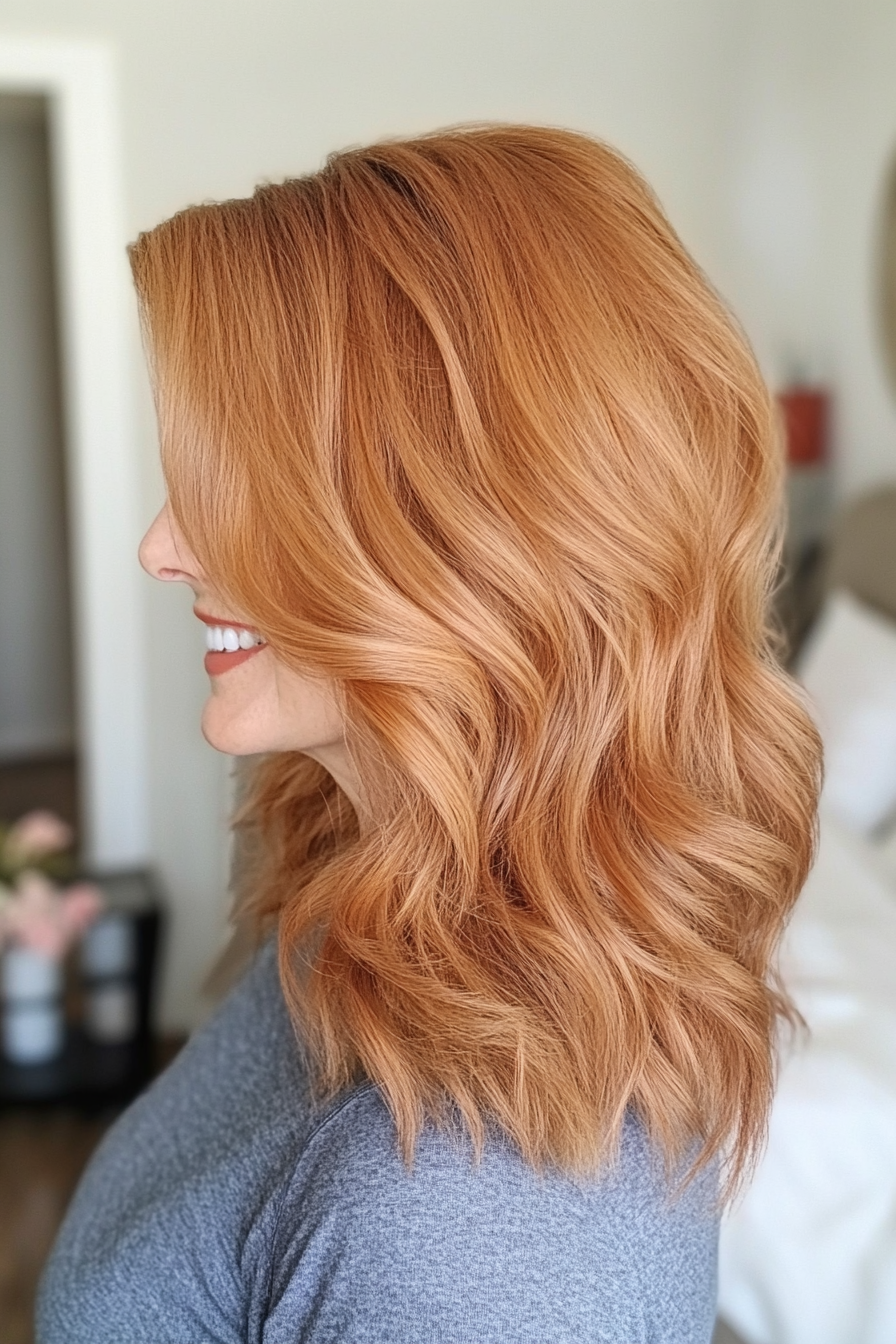 15. Wellenleichter Kupfer Shag (zottelige Frisuren für Frauen über 50) - Shaggy Frisuren für Frauen über 50