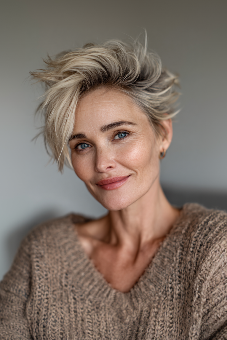 16. Blonde mit Ash Lowlights Spiker (Stachelfrisuren für Frauen über 50) - Stachelfrisuren für Frauen über 50