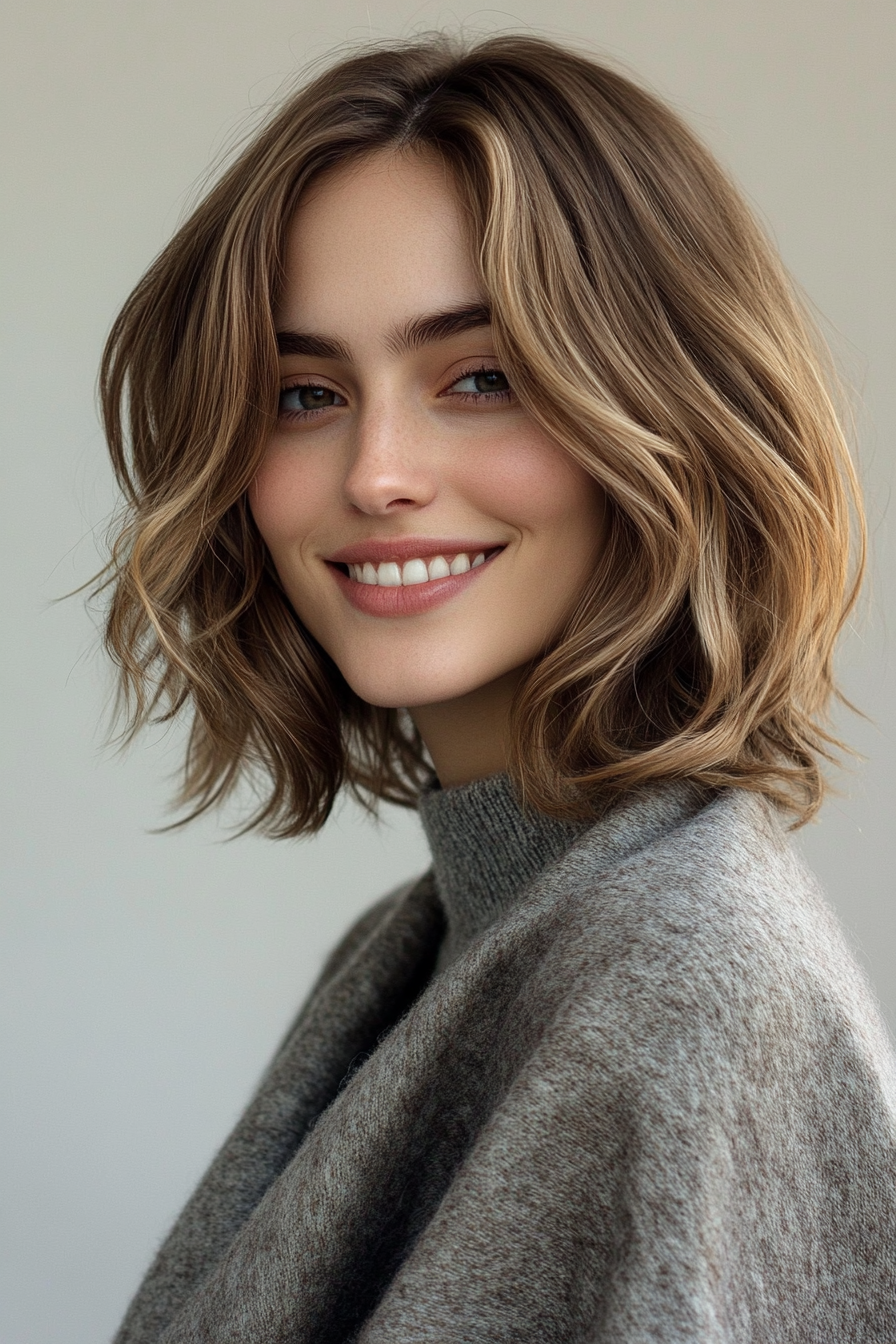 16. Bouncy Lob mit aschblonde (mittelgroße Haarschnitte für krauses Haar) - mittelgroße Haarschnitte für krauses Haar