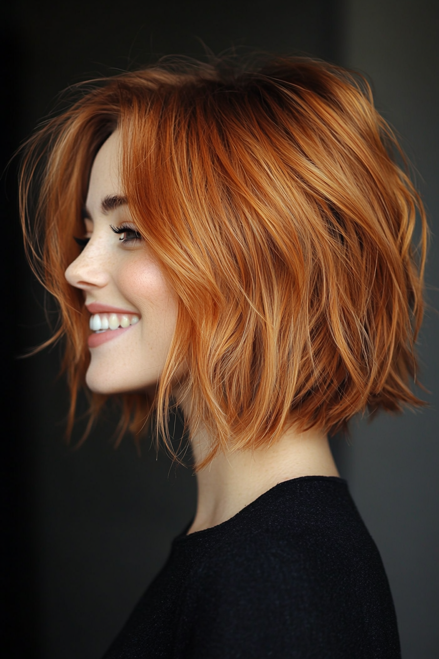 16. Casual Shag Bob in mittlerer Kupfer (chaotische Frisuren) - Unordentliche Frisuren