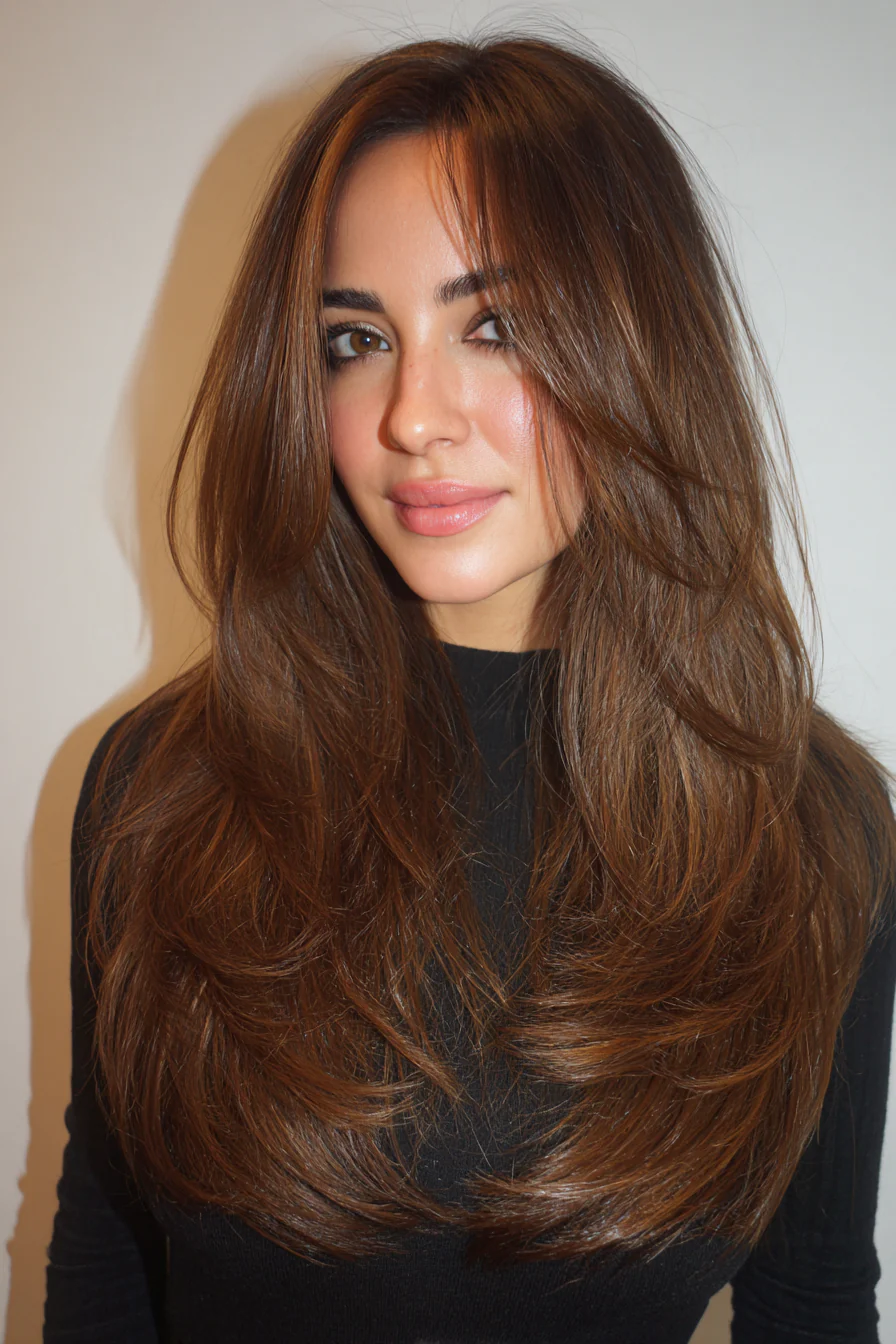 16. Chestnut Long Layered Blowout (Haarschnitte für langes Haar) – Haarschnitte für langes Haar