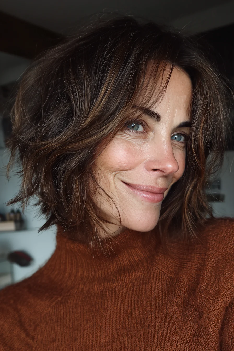 16. Schokoladen-Highlights Shaggy Lob (Trendfrisuren für Frauen über 60) – Trendfrisuren für Frauen über 60