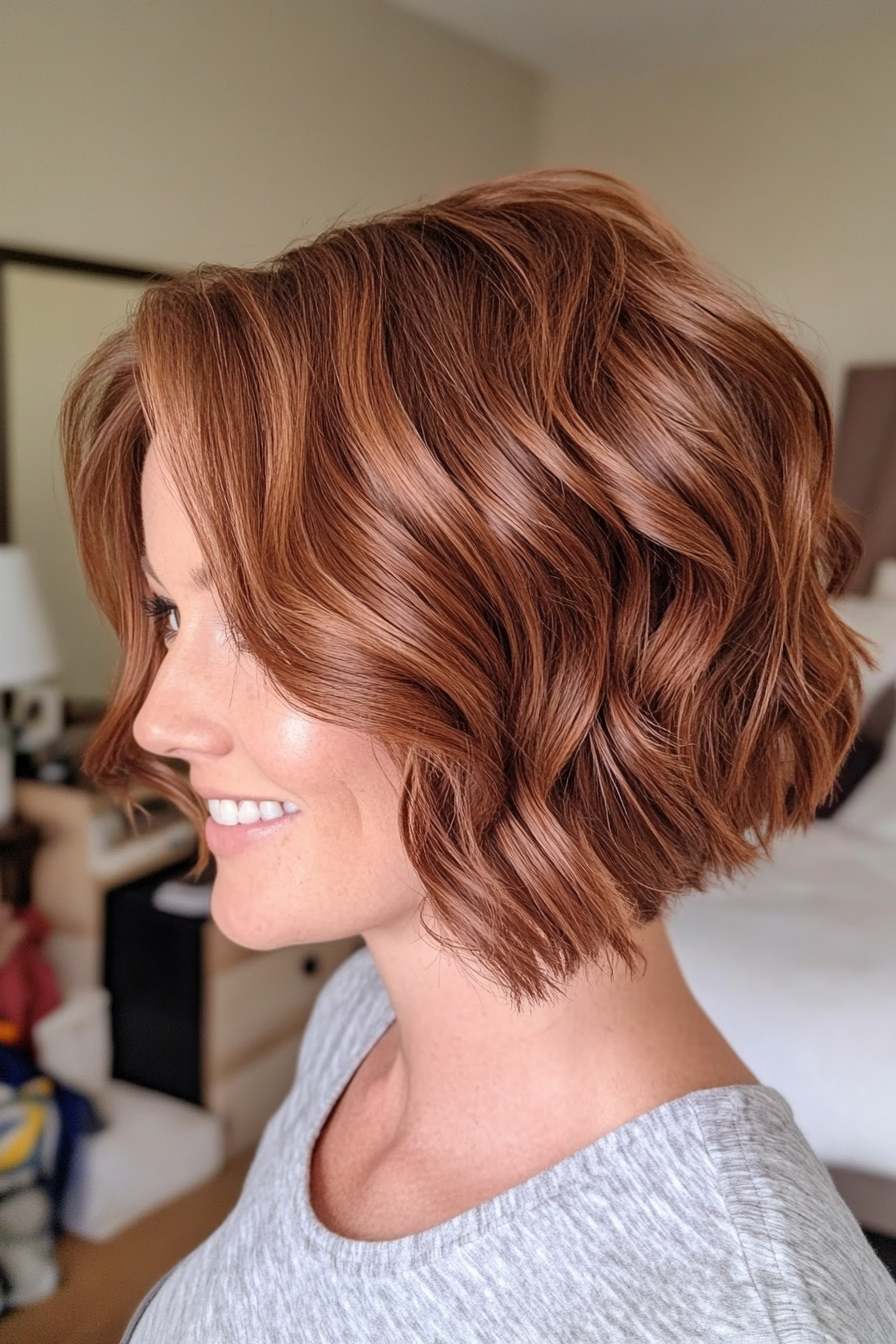 16. Zimtstrukturkurve Bob (abgewinkelte geschichtete Bob -Haarschnitte) - abgewinkelte geschichtete Bob -Haarschnitte