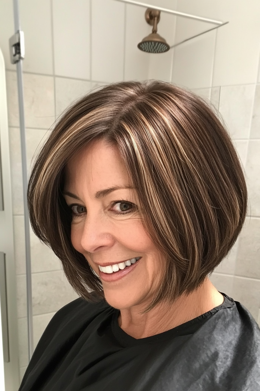 16. Klassischer Bob mit subtilen braunen Highlights (Trendfrisuren für Frauen über 50) - Trendfrisuren für Frauen über 50